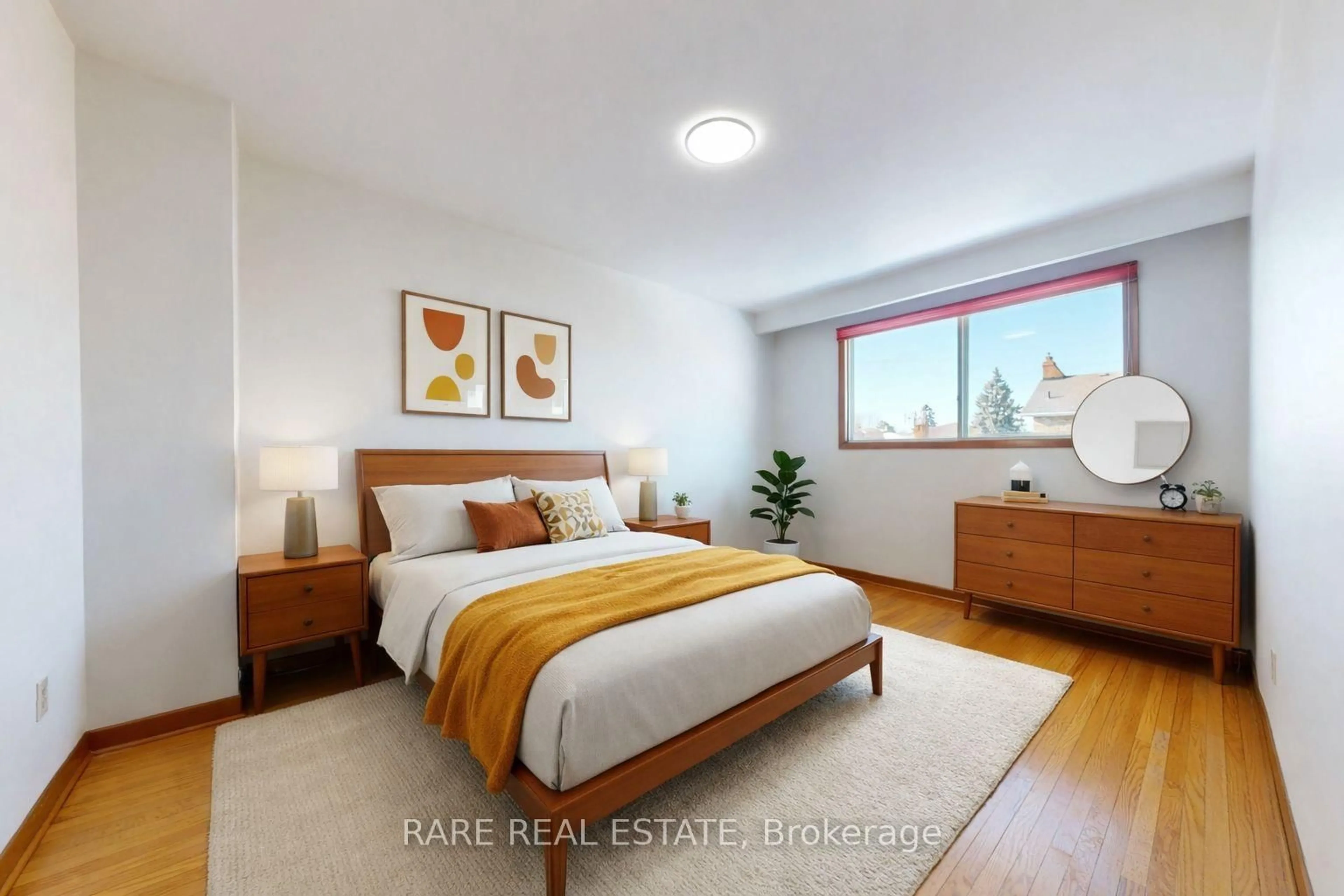 Bedroom with bed, wood/laminate floor for 87 Pindar Cres, Toronto Ontario M2J 3L3