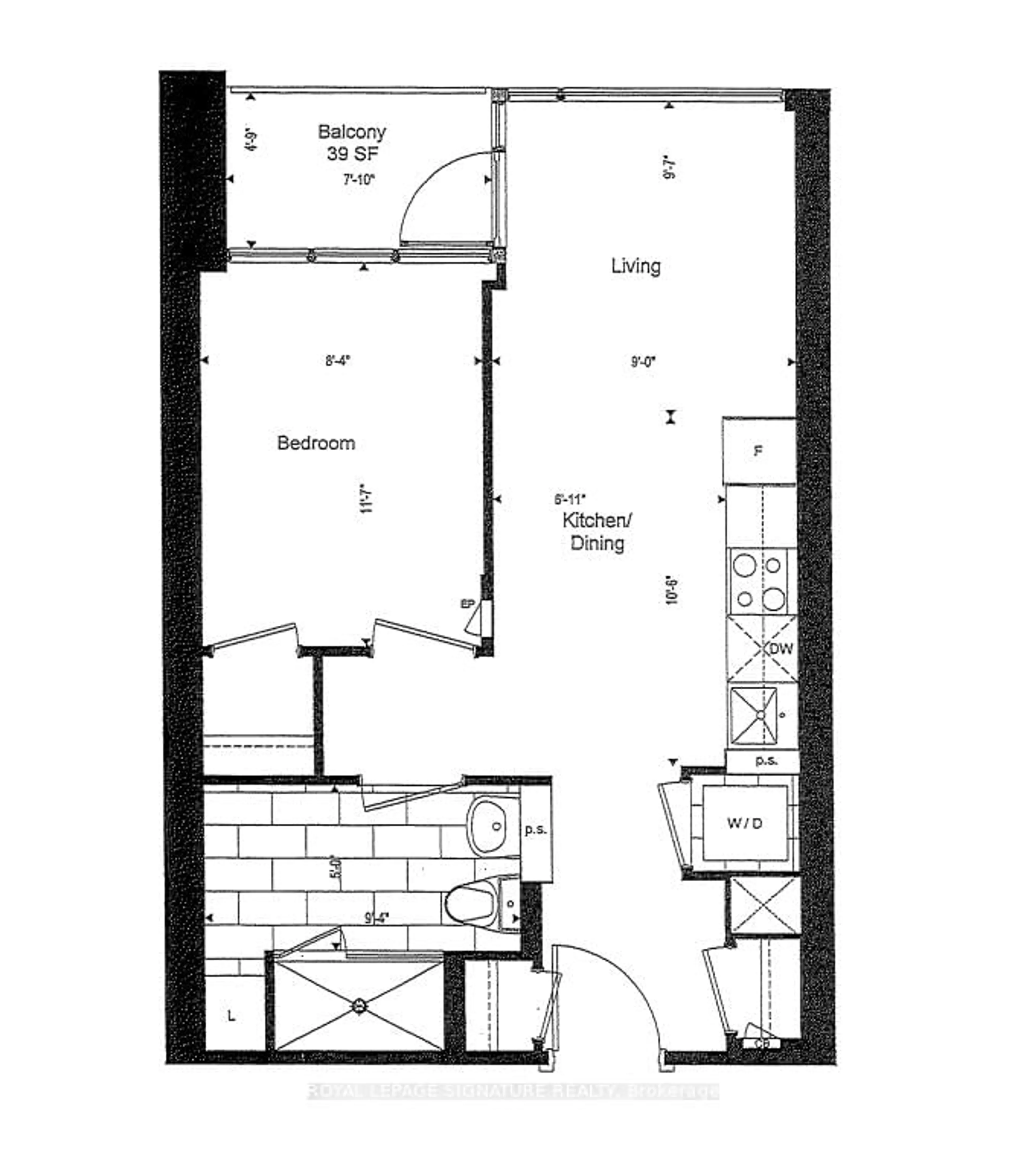 Floor plan for 60 Princess St #913, Toronto Ontario M5A 2C7