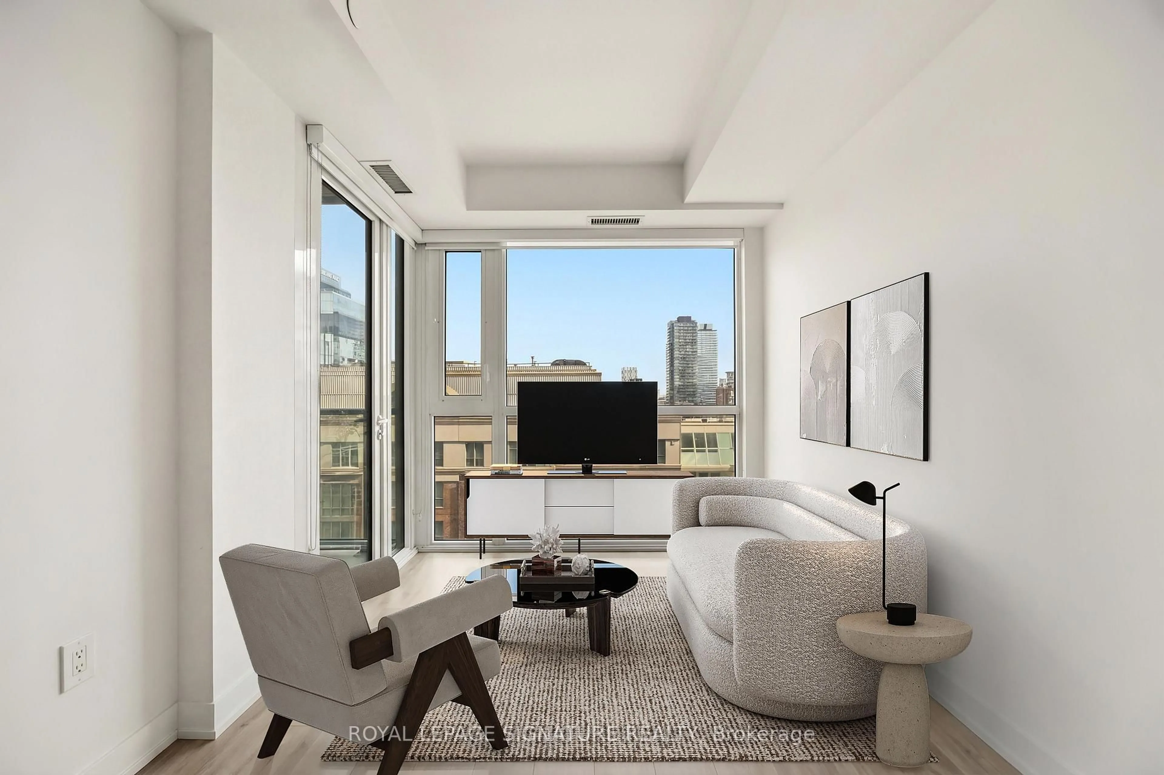 Living room with furniture, unknown for 60 Princess St #913, Toronto Ontario M5A 2C7