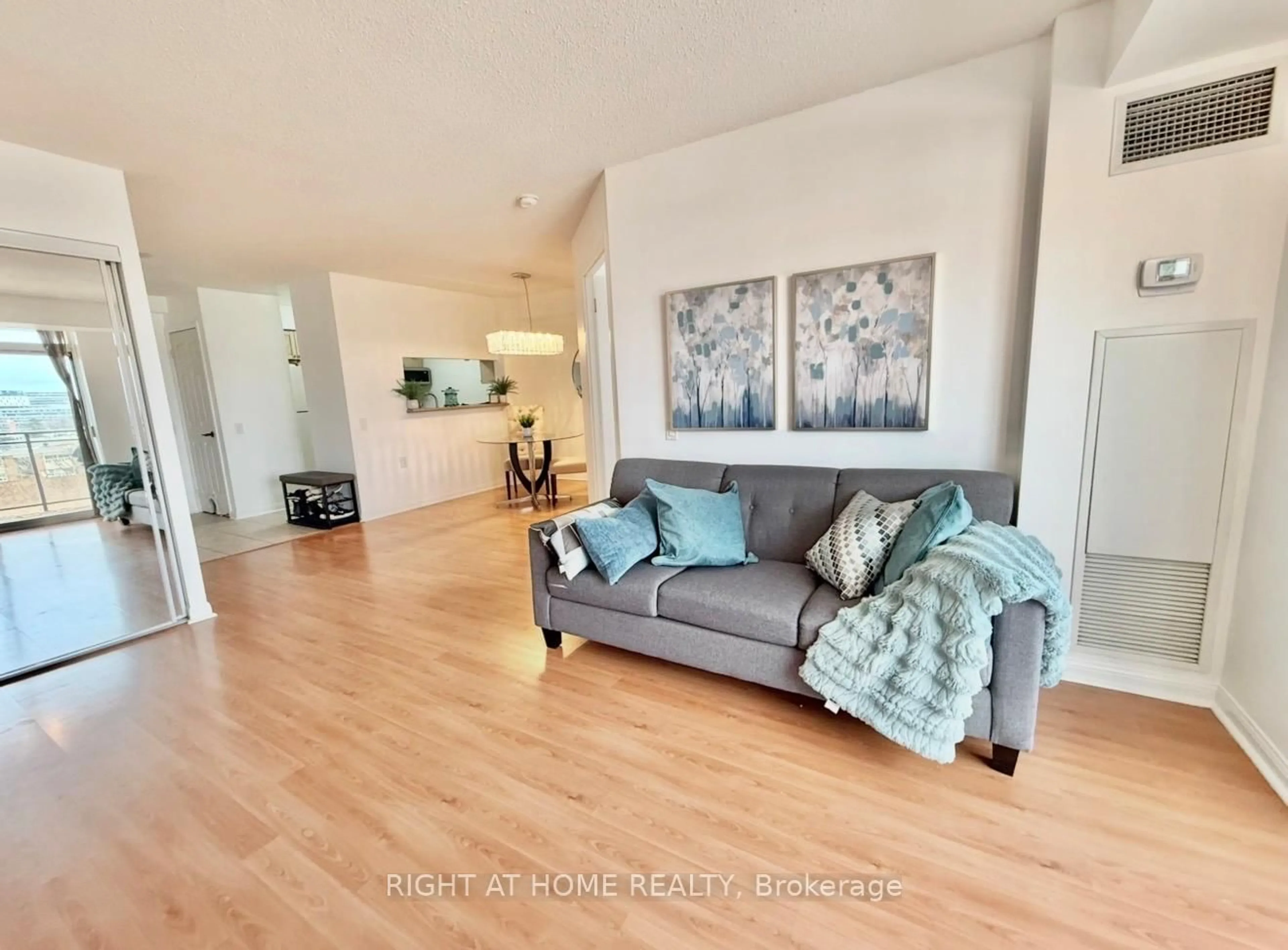 Living room with furniture, wood/laminate floor for 650 Lawrence Ave #622, Toronto Ontario M6A 3E8