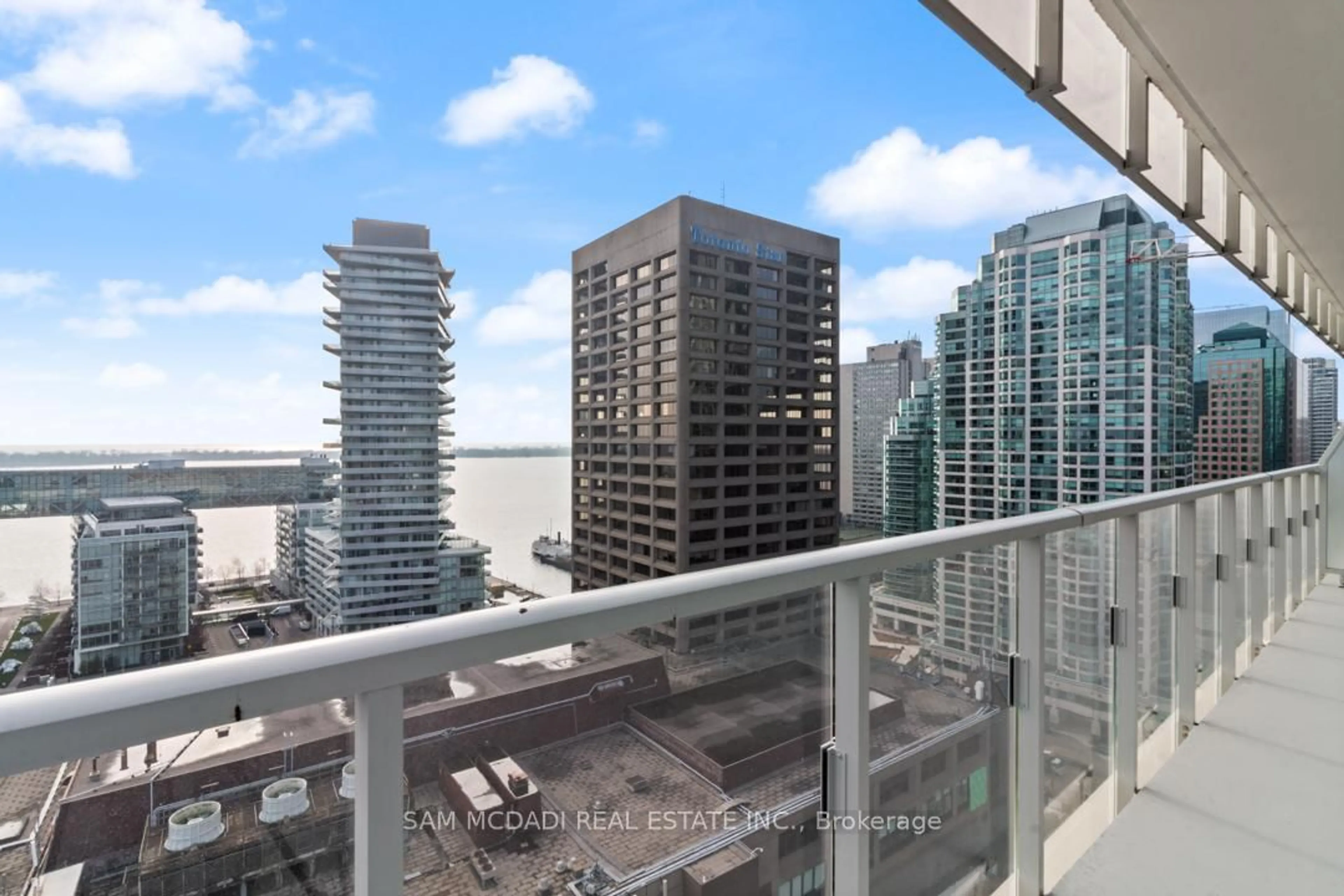 Balcony in the apartment, city buildings view from balcony for 28 Freeland St #1809, Toronto Ontario M5E 0E3