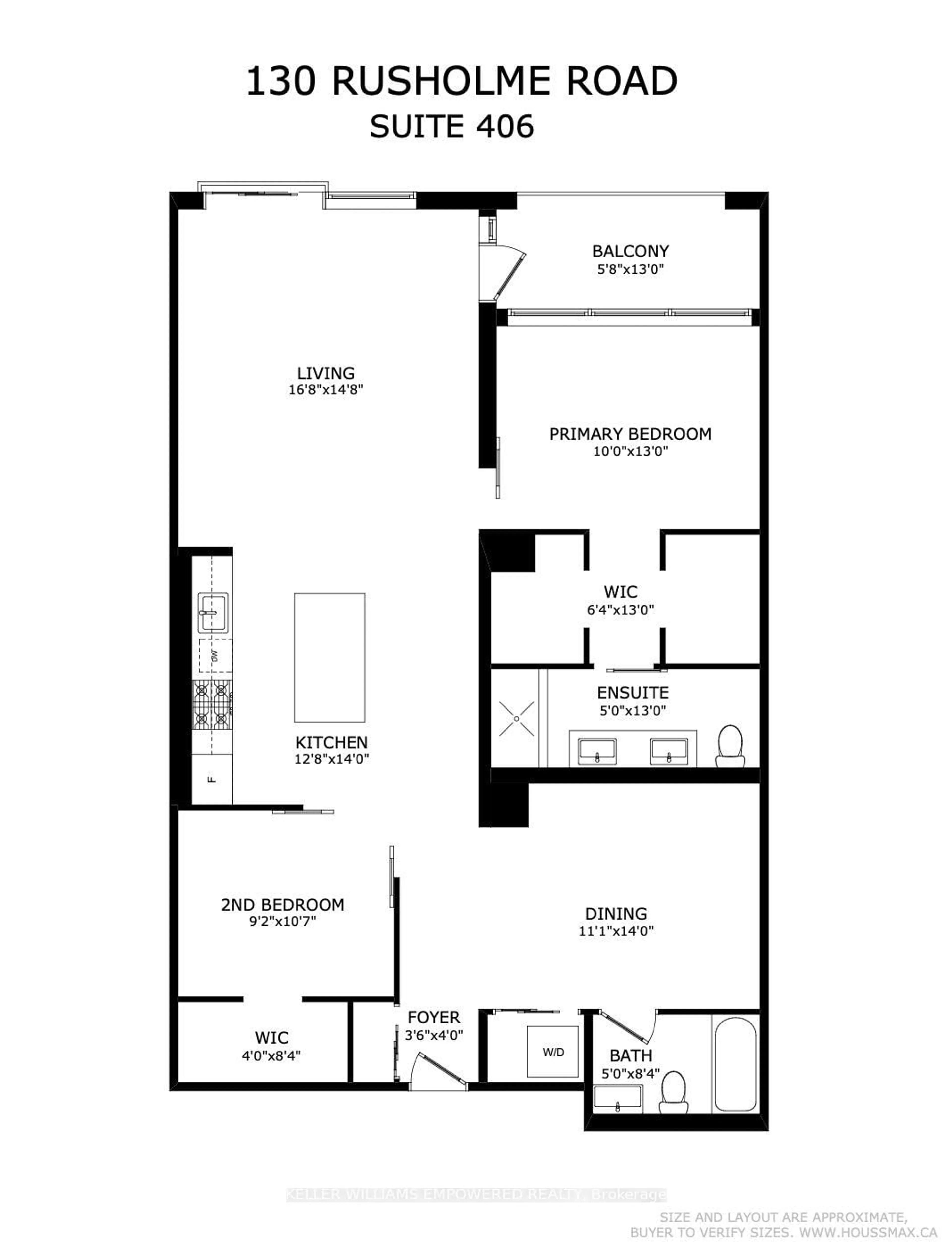 Floor plan for 130 Rusholme Rd #406, Toronto Ontario M6H 1A7