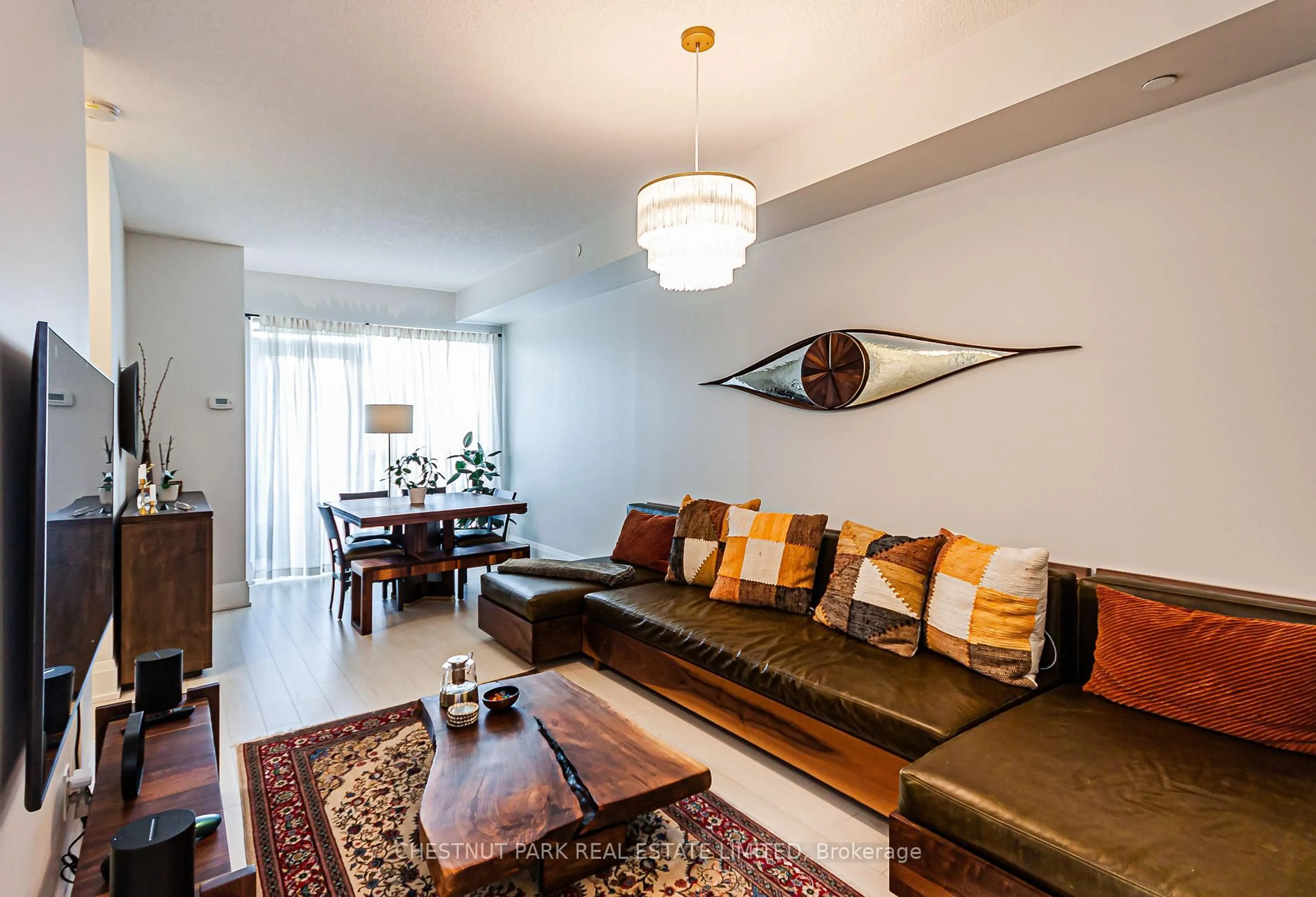 Living room with furniture, wood/laminate floor for 120 Harrison Garden Blvd #1801, Toronto Ontario M2N 0C2
