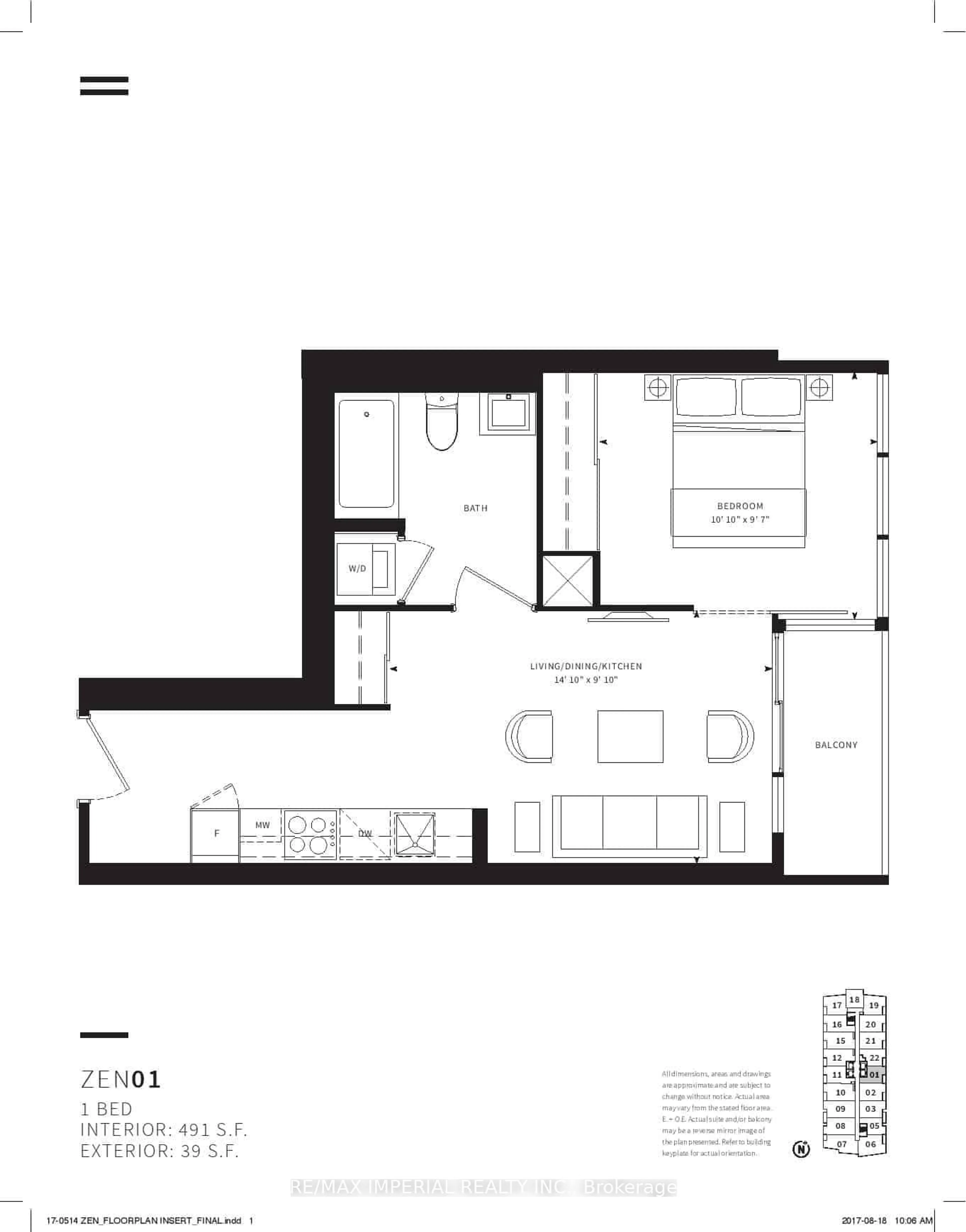 Floor plan for 19 Western Battery Rd #2001, Toronto Ontario M6K 3S4