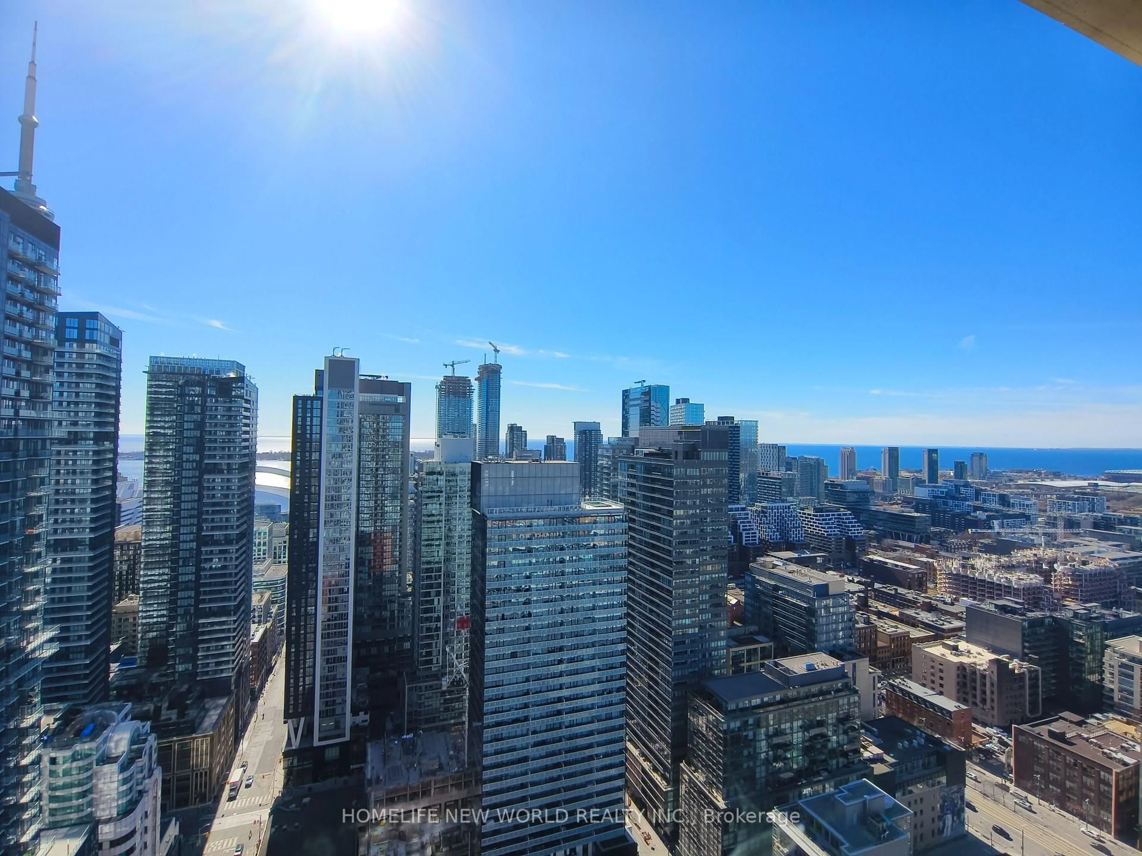 A pic from outside/outdoor area/front of a property/back of a property/a pic from drone, city buildings view from balcony for 108 Peter St #4208, Toronto Ontario M5V 0W2