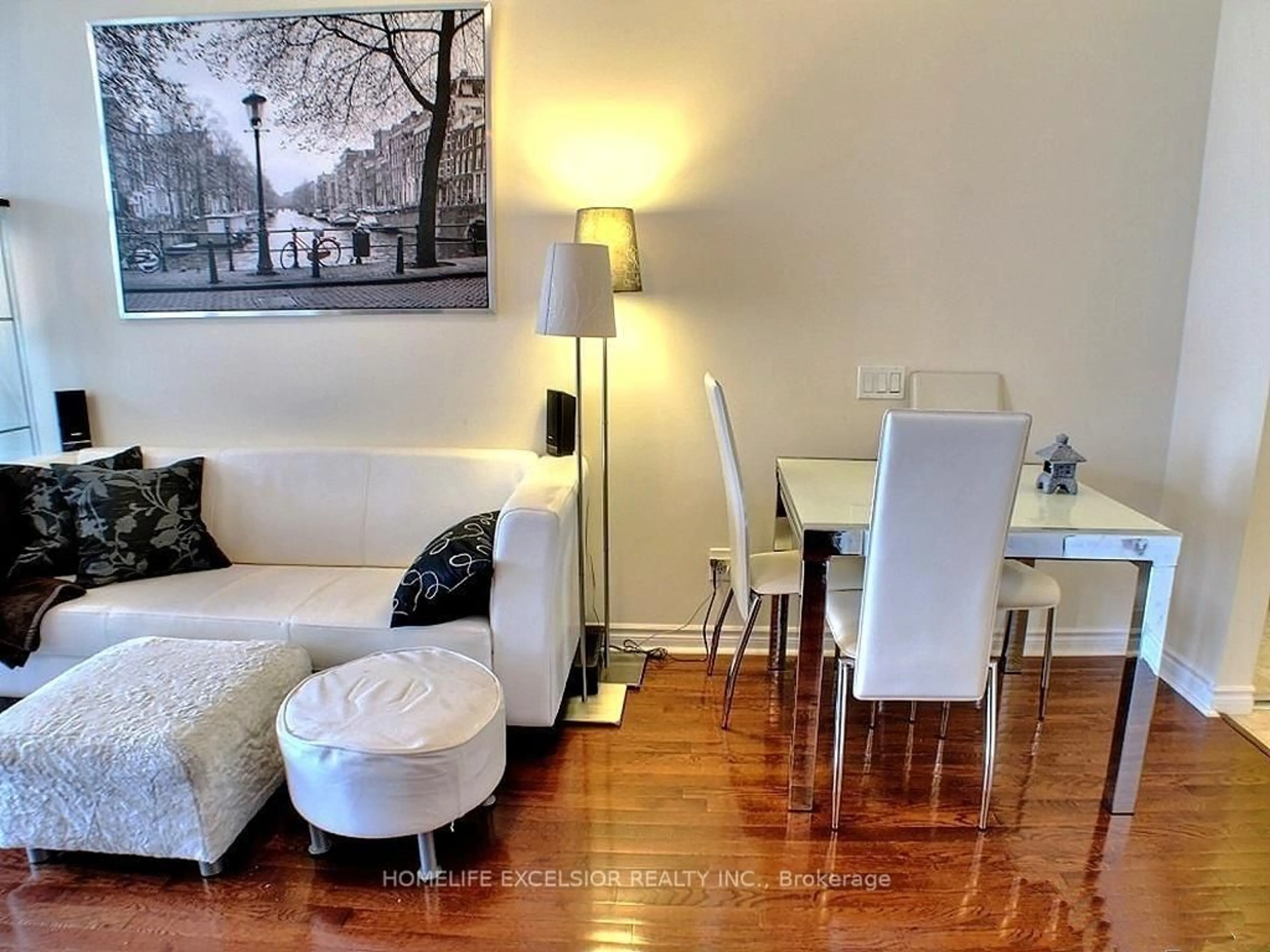 Living room with furniture, wood/laminate floor for 60 Byng Ave #2401, Toronto Ontario M2N 7K3