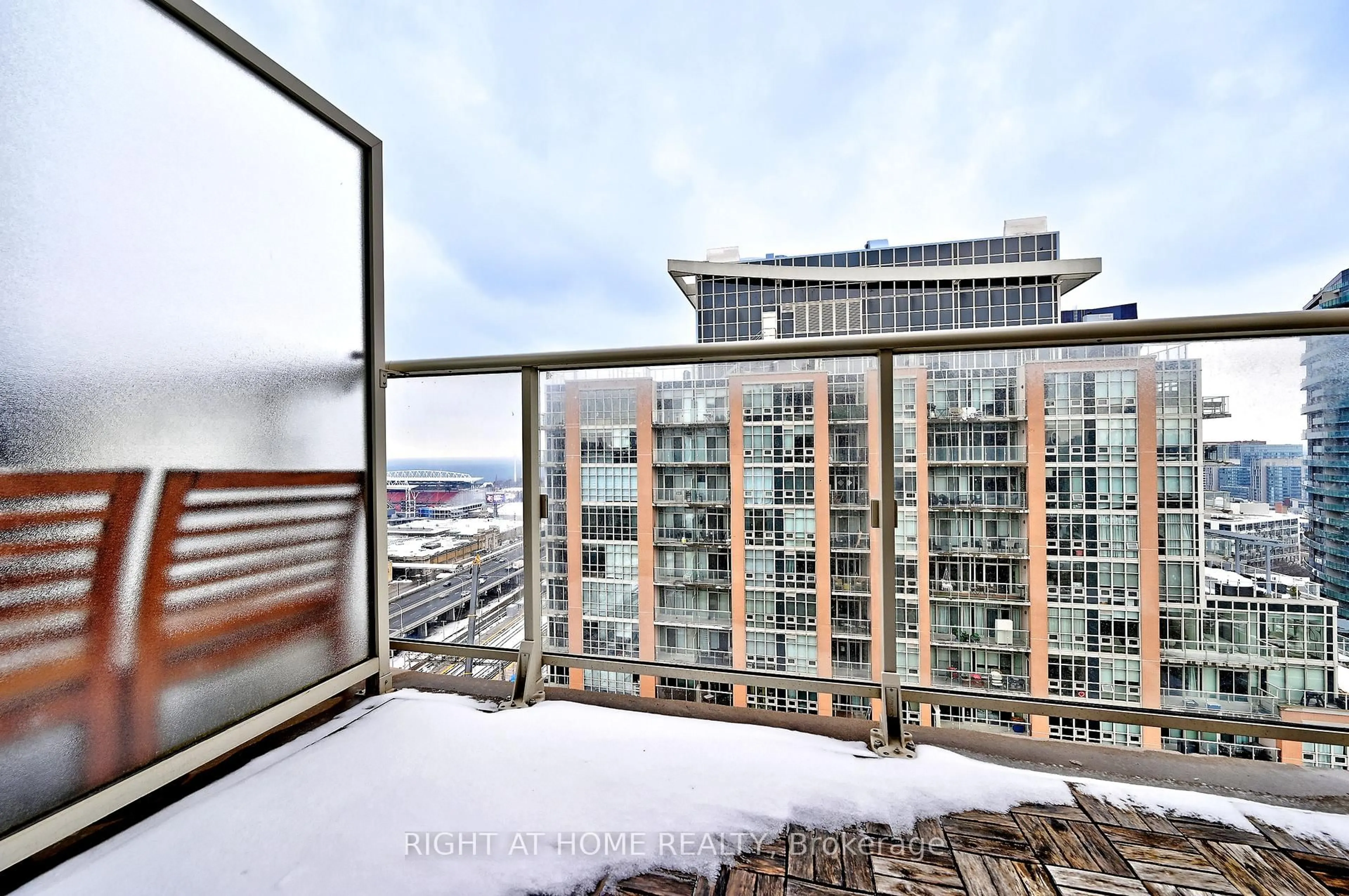 Balcony in the apartment, city buildings view from balcony for 65 East Liberty St #2306, Toronto Ontario M6K 3R2