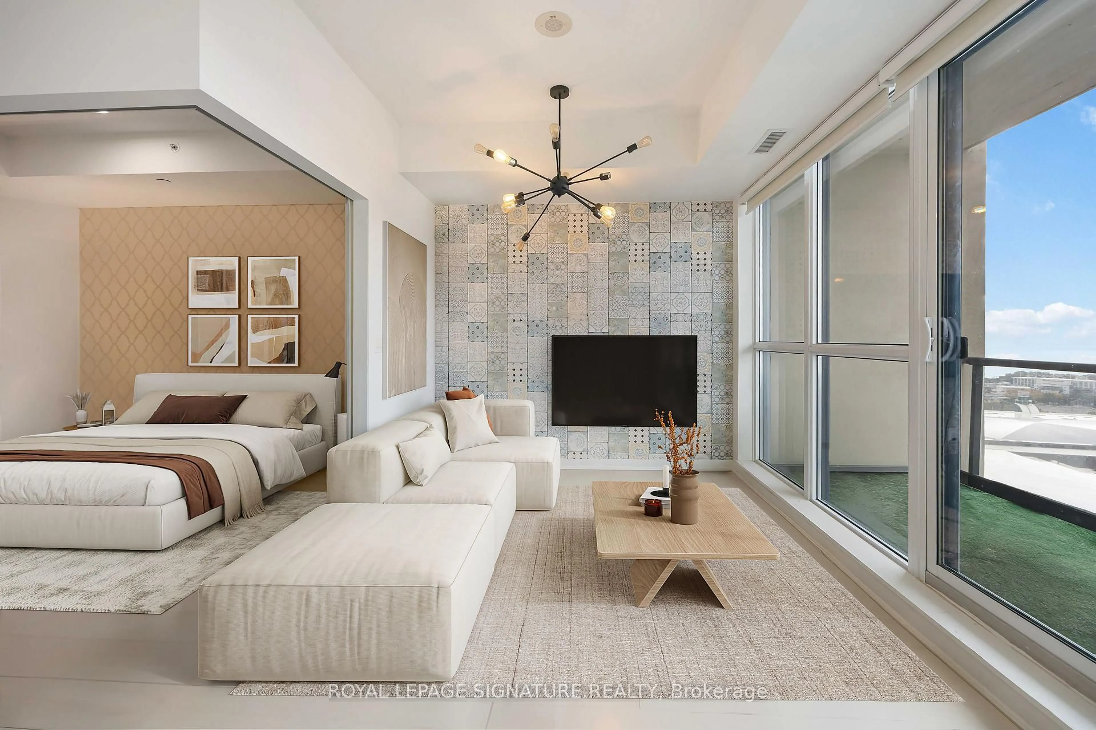 Living room with furniture, ceramic/tile floor for 51 East Liberty St #2215, Toronto Ontario M6K 3P8