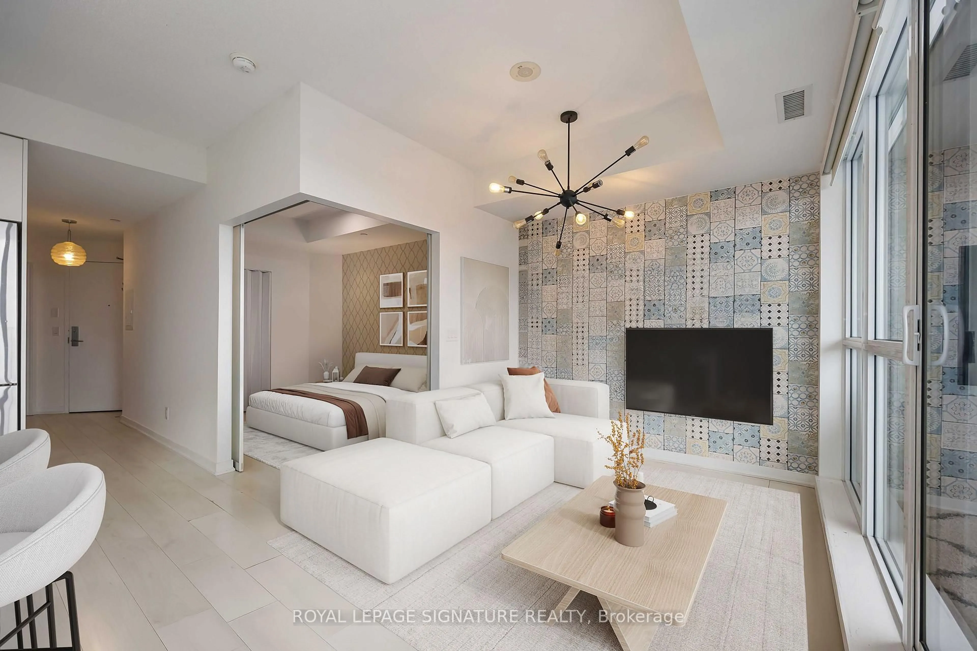 Living room with furniture, ceramic/tile floor for 51 East Liberty St #2215, Toronto Ontario M6K 3P8