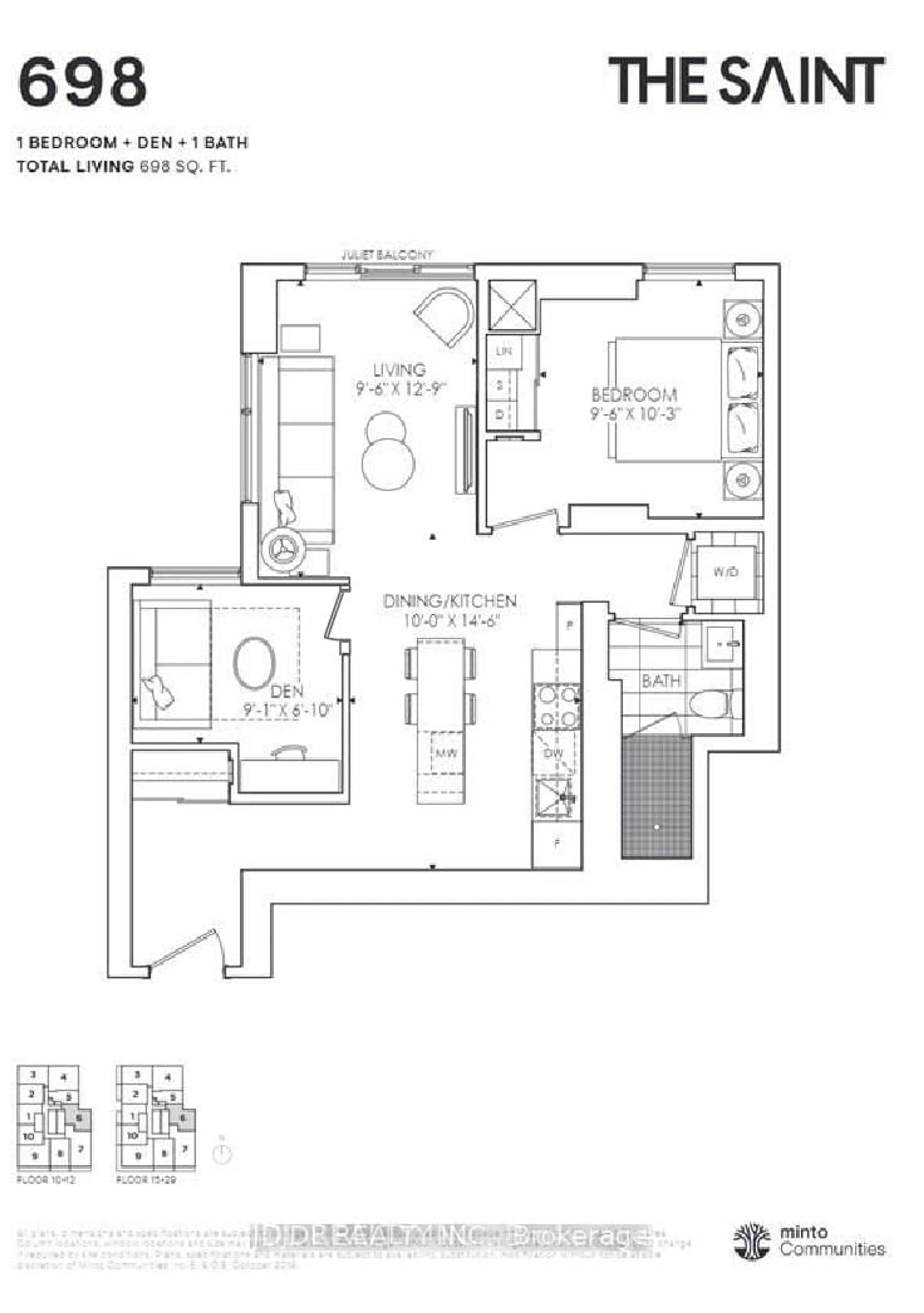 Floor plan for 89 Church St #1106, Toronto Ontario M5C 2G3