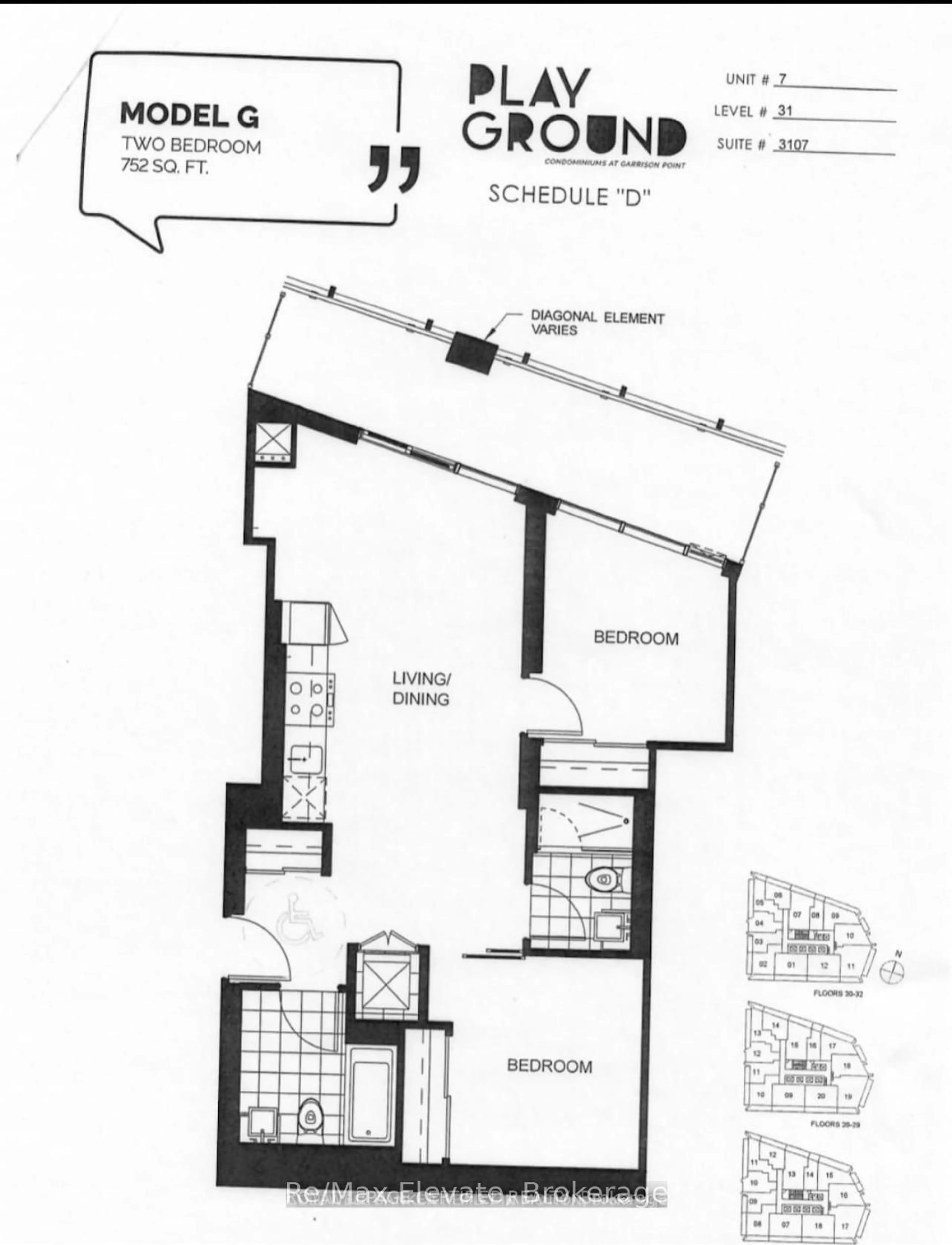 Floor plan for 50 Ordnance St #3107, Toronto Ontario M6K 0C9