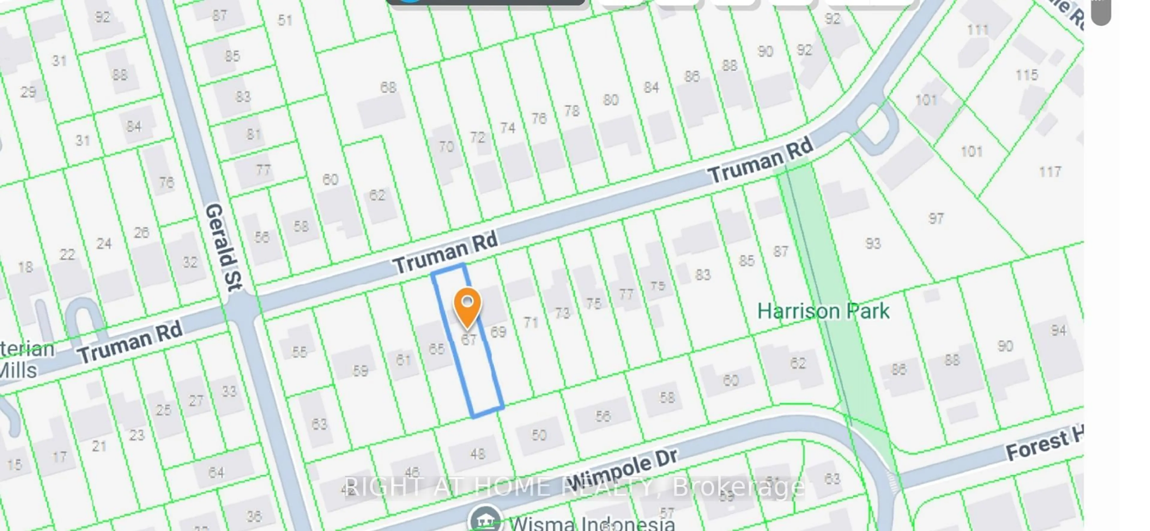 Picture of a map for 67 Truman Rd, Toronto Ontario M2L 2L7