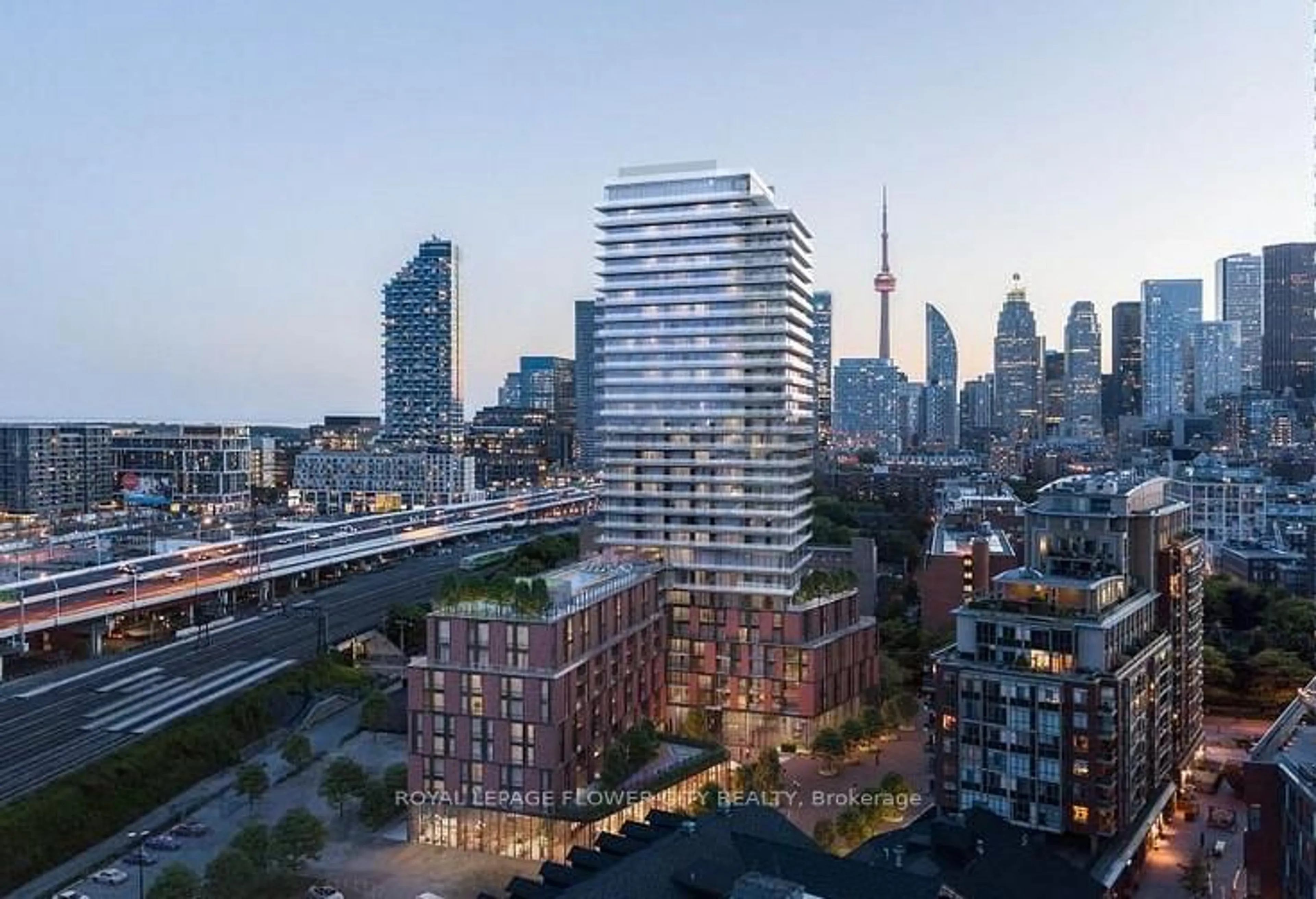 A pic from outside/outdoor area/front of a property/back of a property/a pic from drone, city buildings view from balcony for 35 Parliament St #2308, Toronto Ontario M5A 0Z5