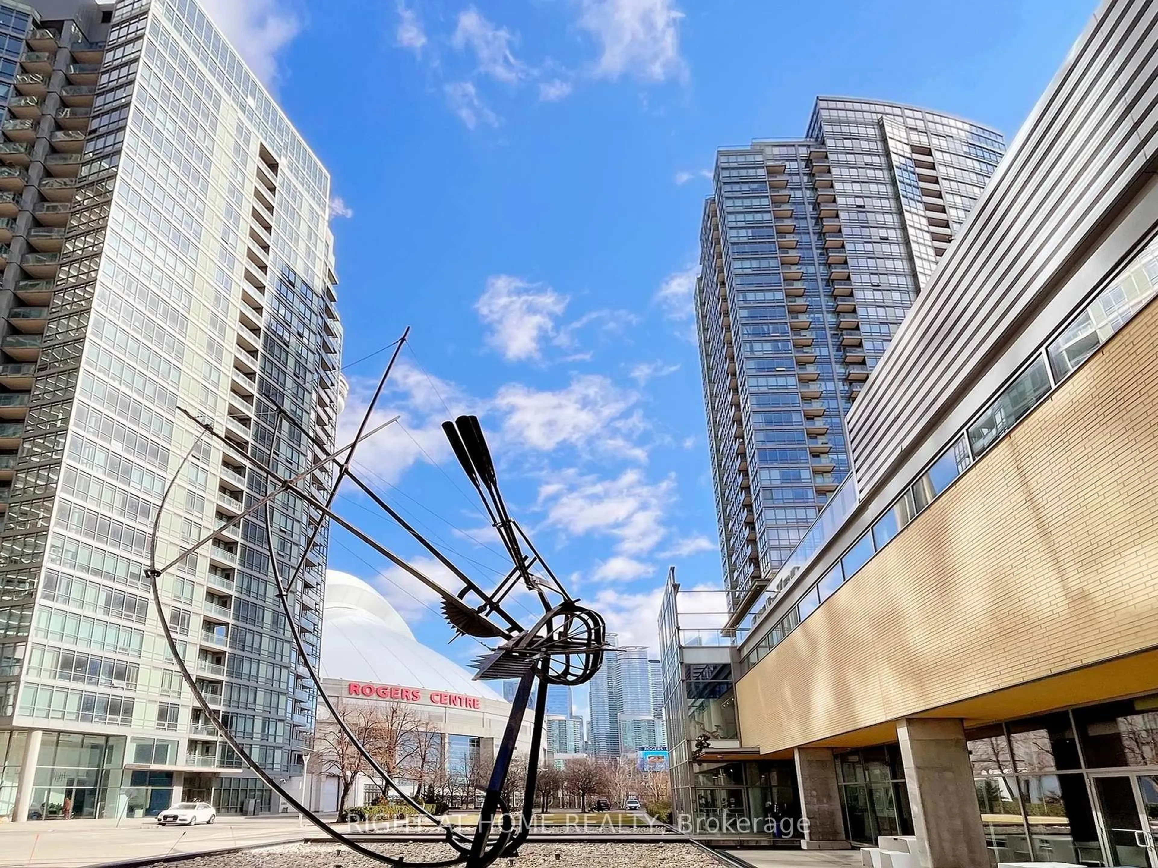Patio, city buildings view from balcony for 5 Mariner Terr #2908, Toronto Ontario M5V 3V6