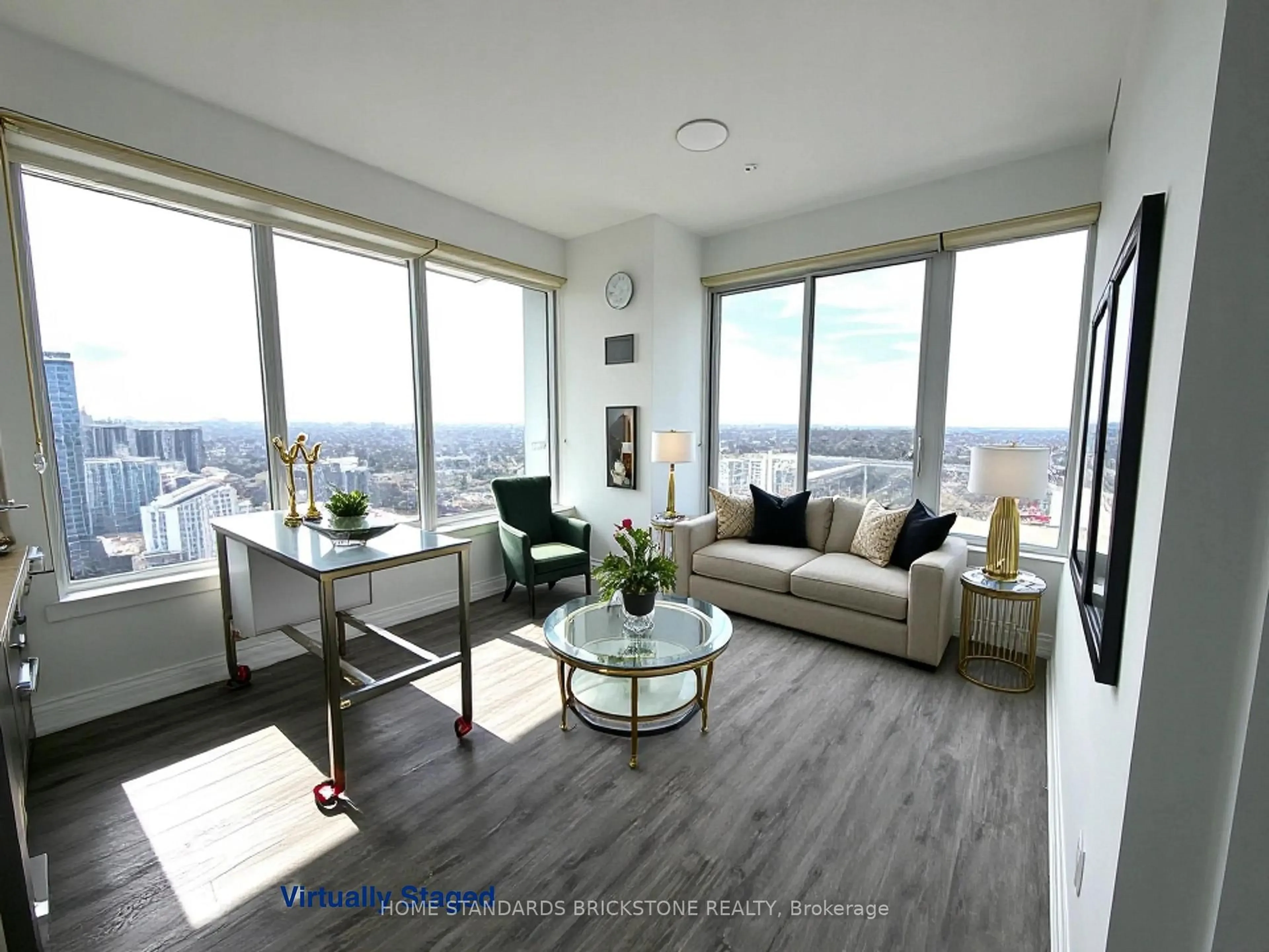 Living room with furniture, wood/laminate floor for 75 Canterbury Pl #Ph503, Toronto Ontario M2N 2N1