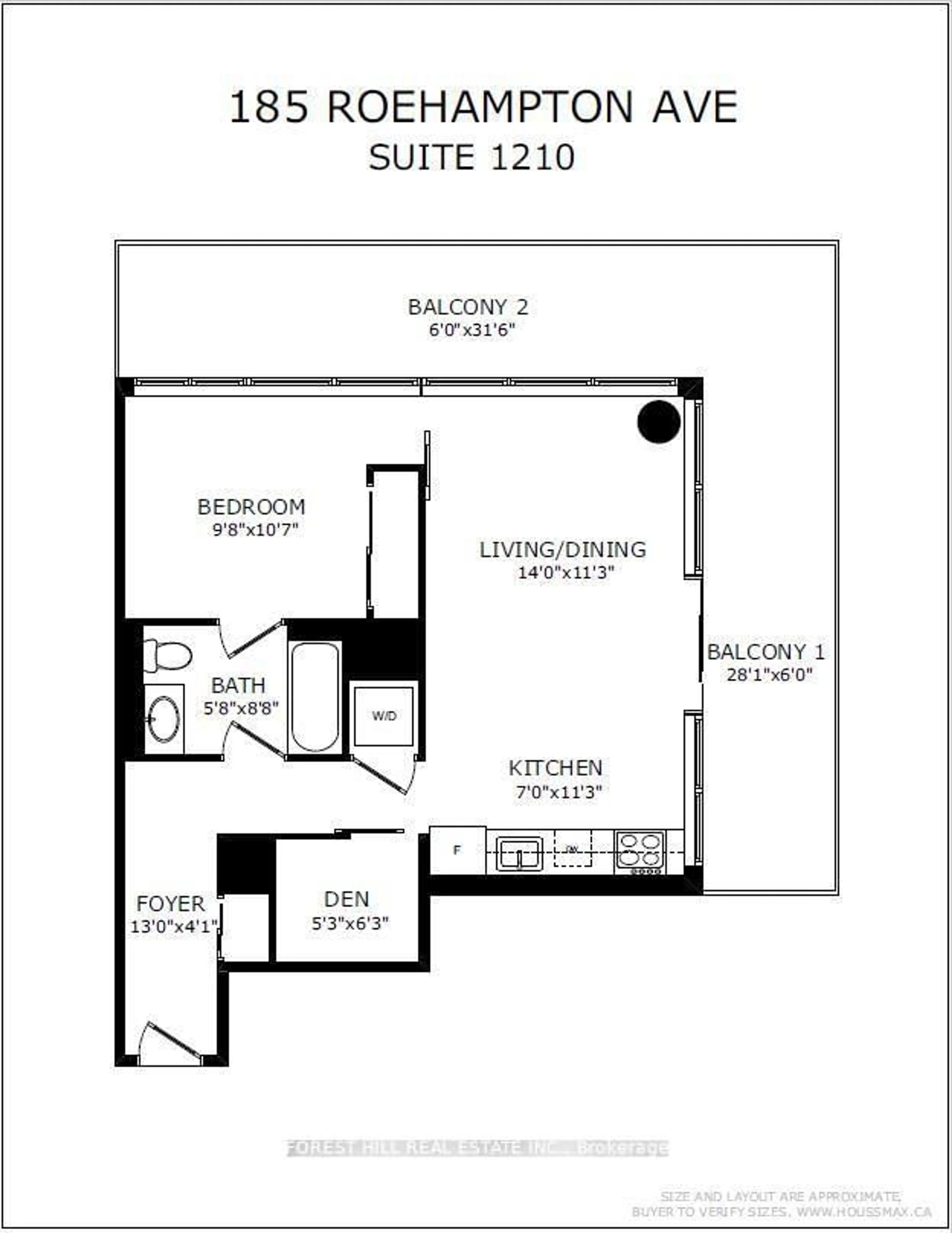 Floor plan for 185 Roehampton Ave #1210, Toronto Ontario M4P 1R4