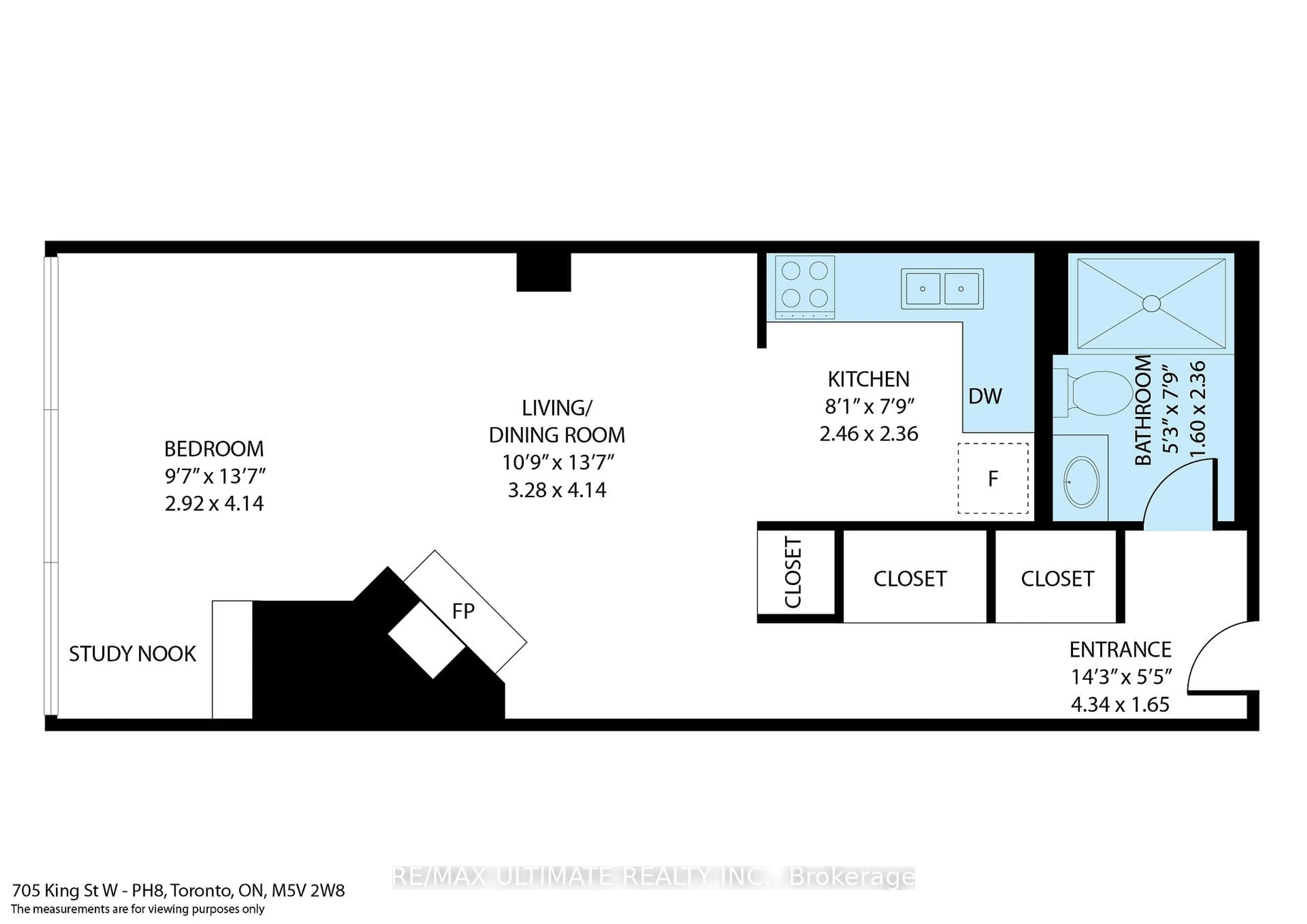 Floor plan for 705 King St #PH08, Toronto Ontario M5V 2W8