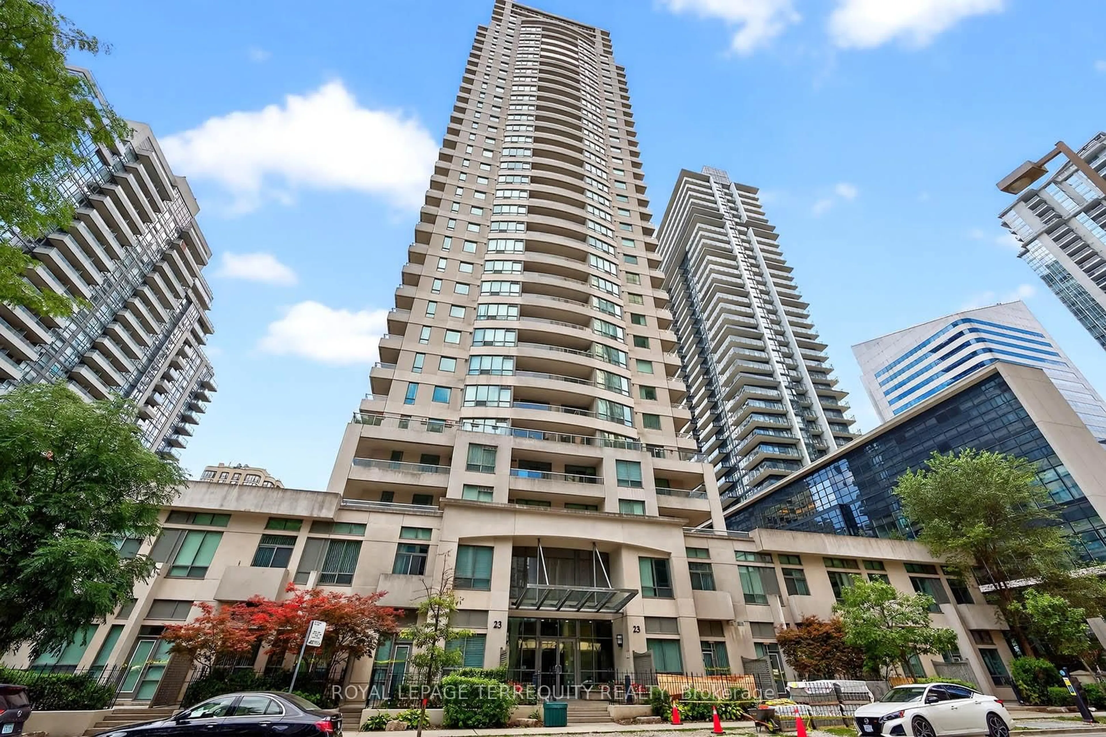 Patio, city buildings view from balcony for 23 Hollywood Ave #2610, Toronto Ontario M2N 7L8