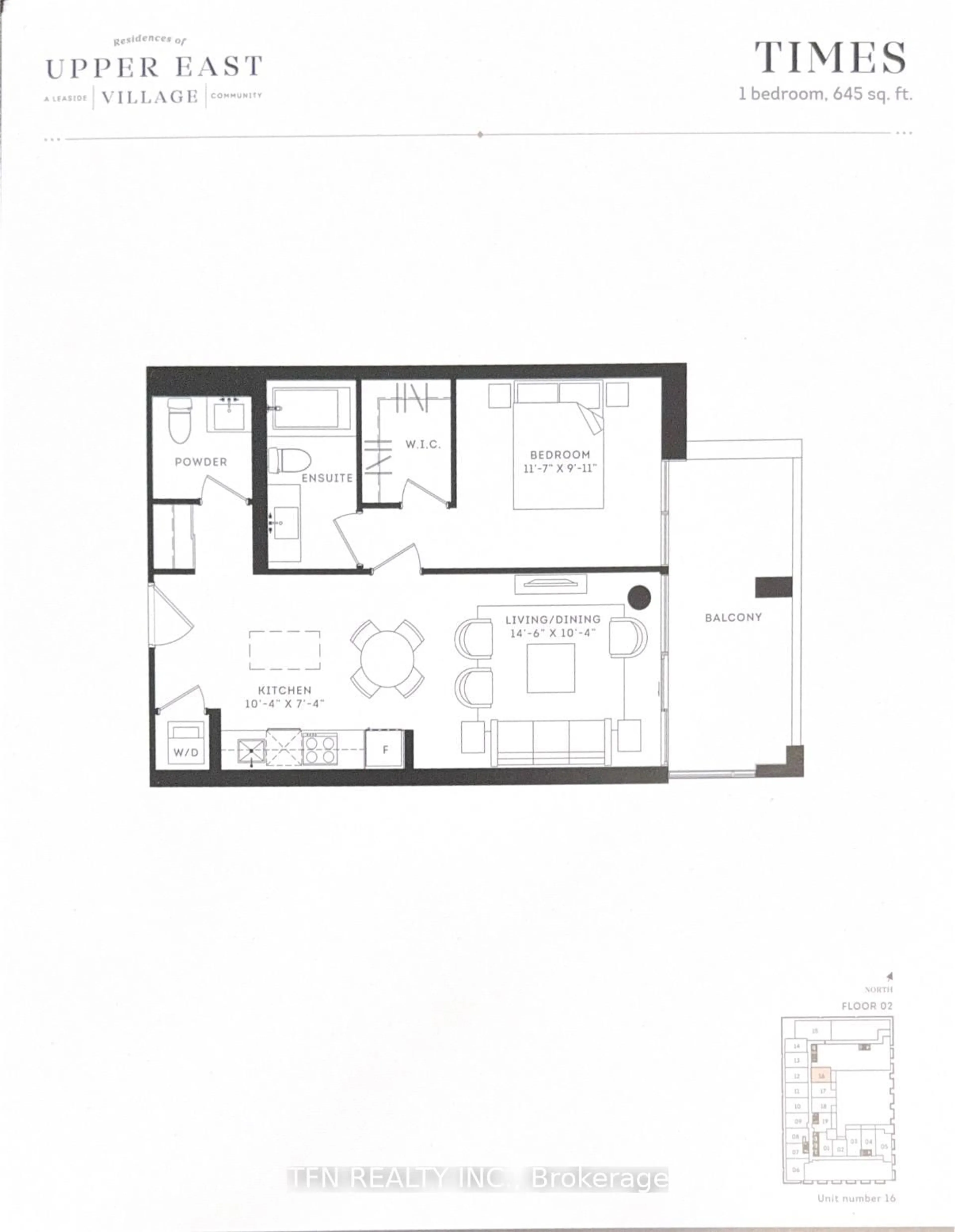 Floor plan for 33 Frederick Todd Way #216, Toronto Ontario M4G 0C9
