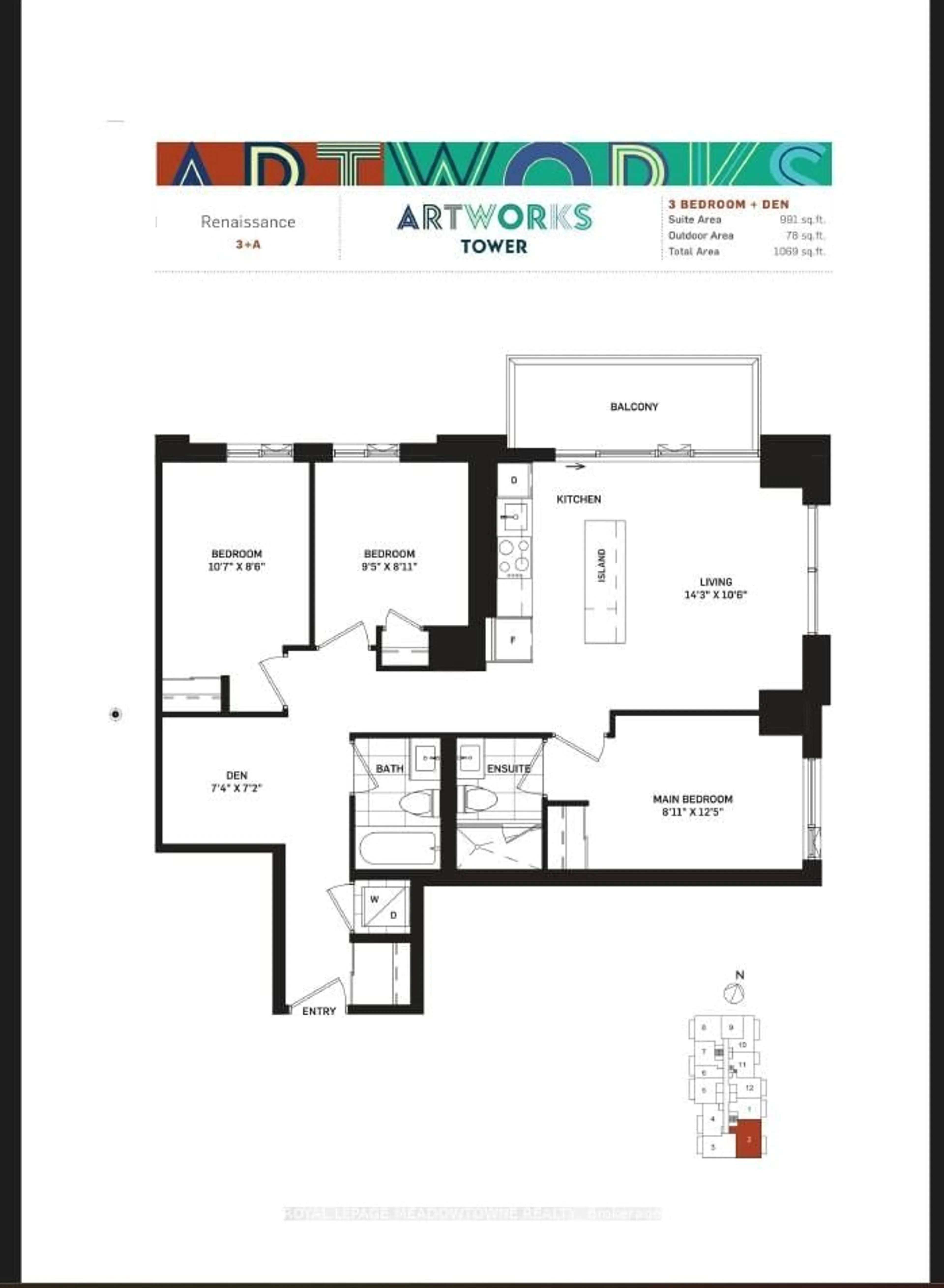 Floor plan for 130 River St #1102, Toronto Ontario M5A 0R8