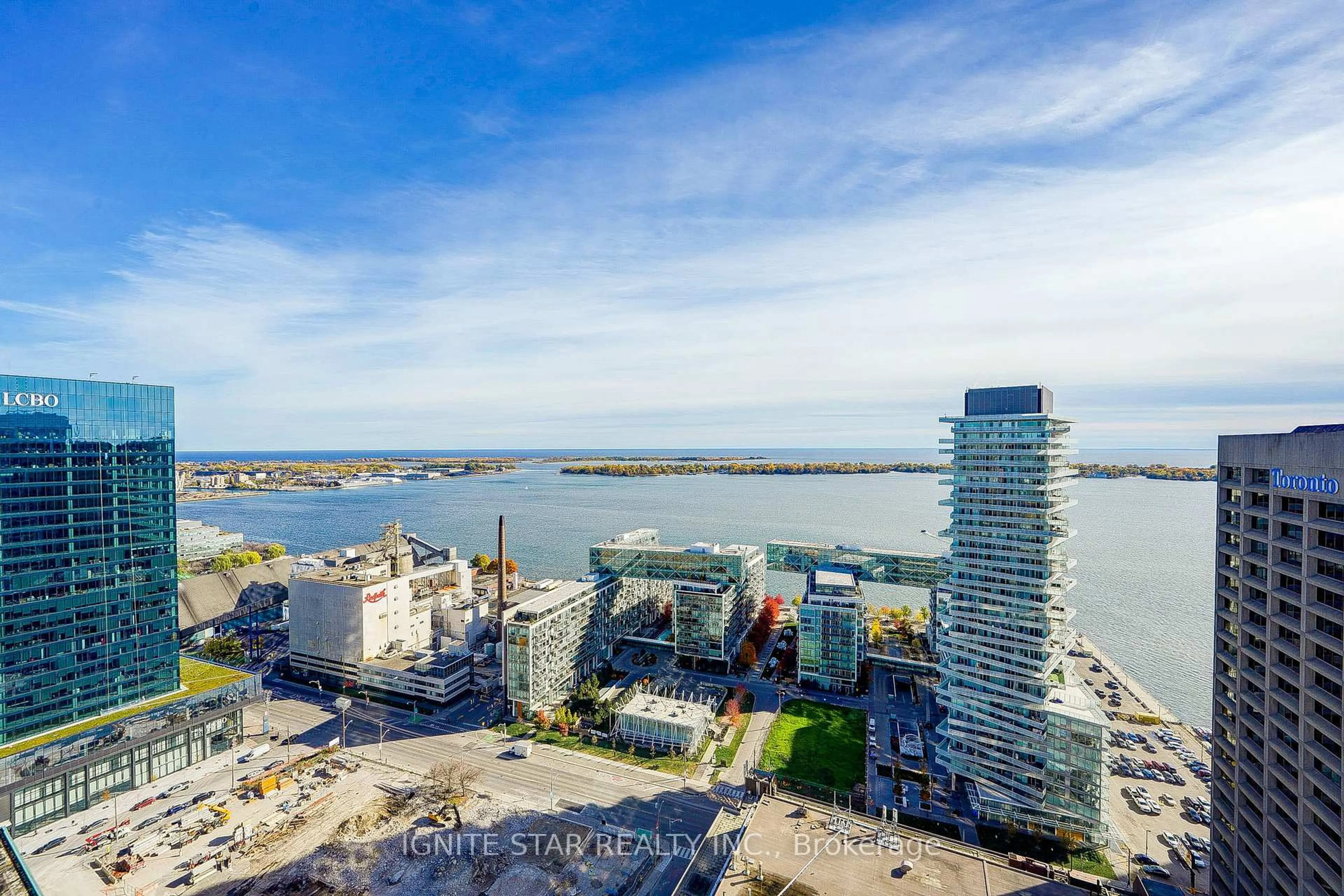 A pic from outside/outdoor area/front of a property/back of a property/a pic from drone, city buildings view from balcony for 28 Freeland St #3101, Toronto Ontario M5E 0E3