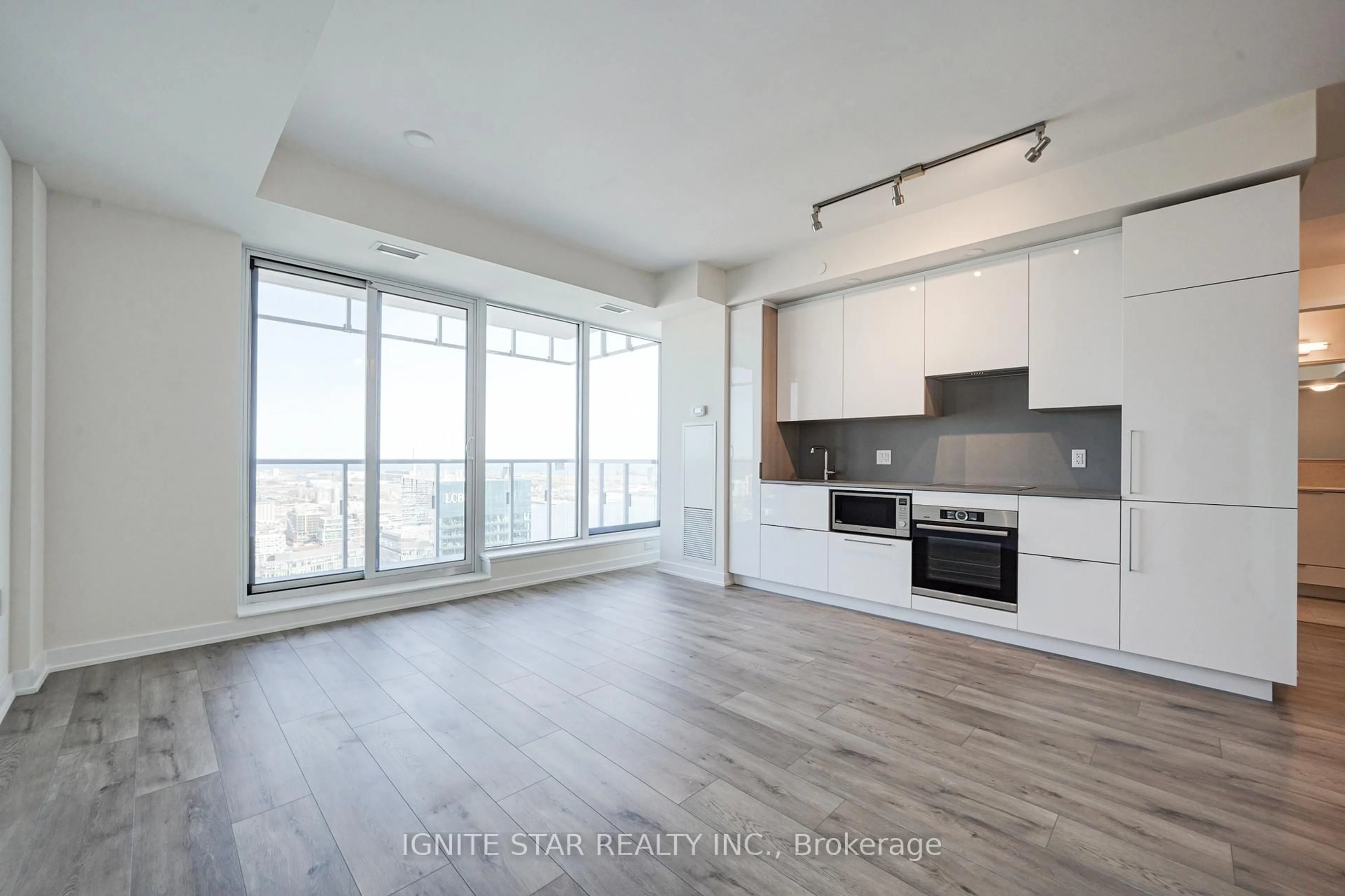 Open concept kitchen, wood/laminate floor for 28 Freeland St #4008, Toronto Ontario M5E 0E3