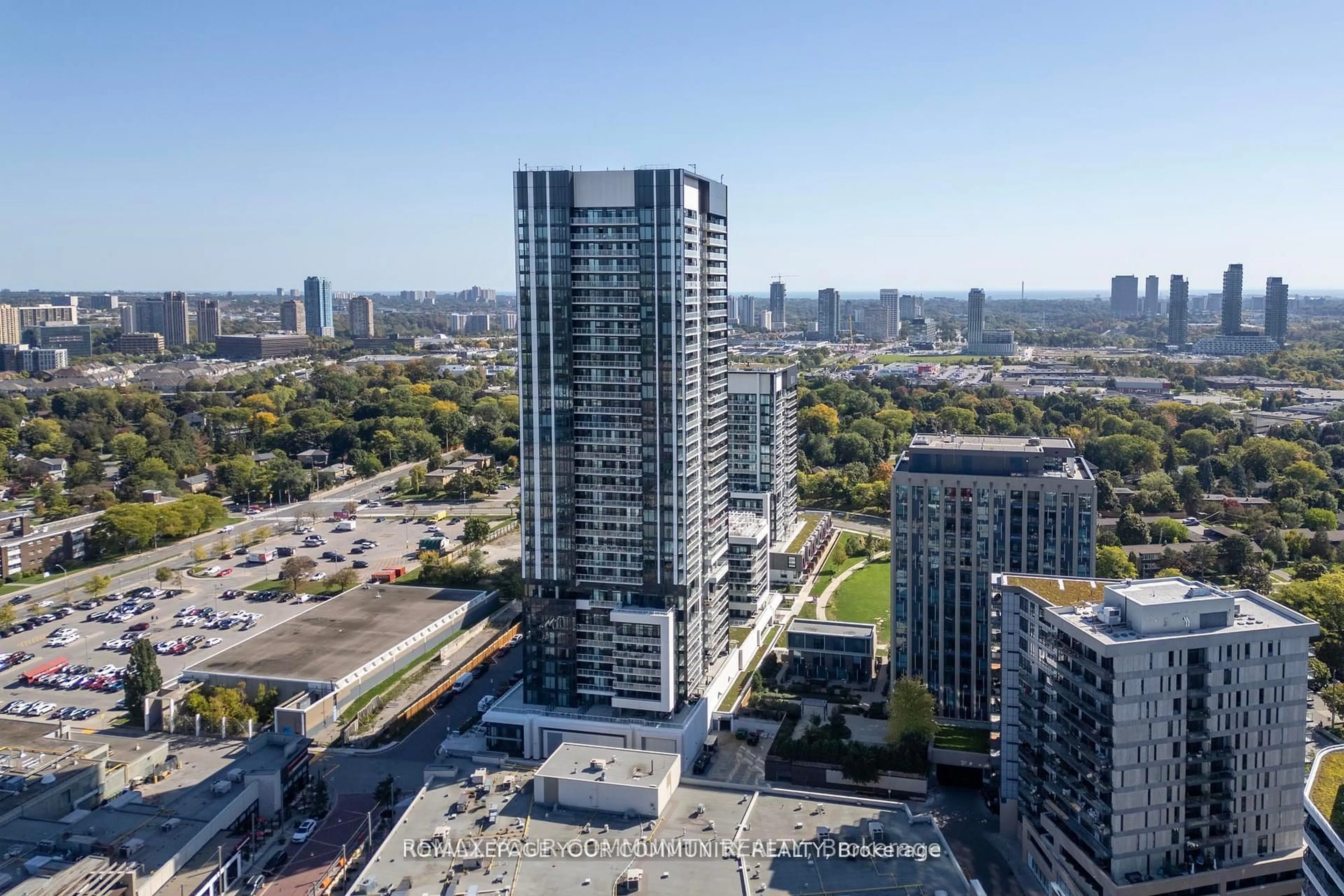 A pic from outside/outdoor area/front of a property/back of a property/a pic from drone, city buildings view from balcony for 50 O'neil Rd #317, Toronto Ontario M3C 0R1