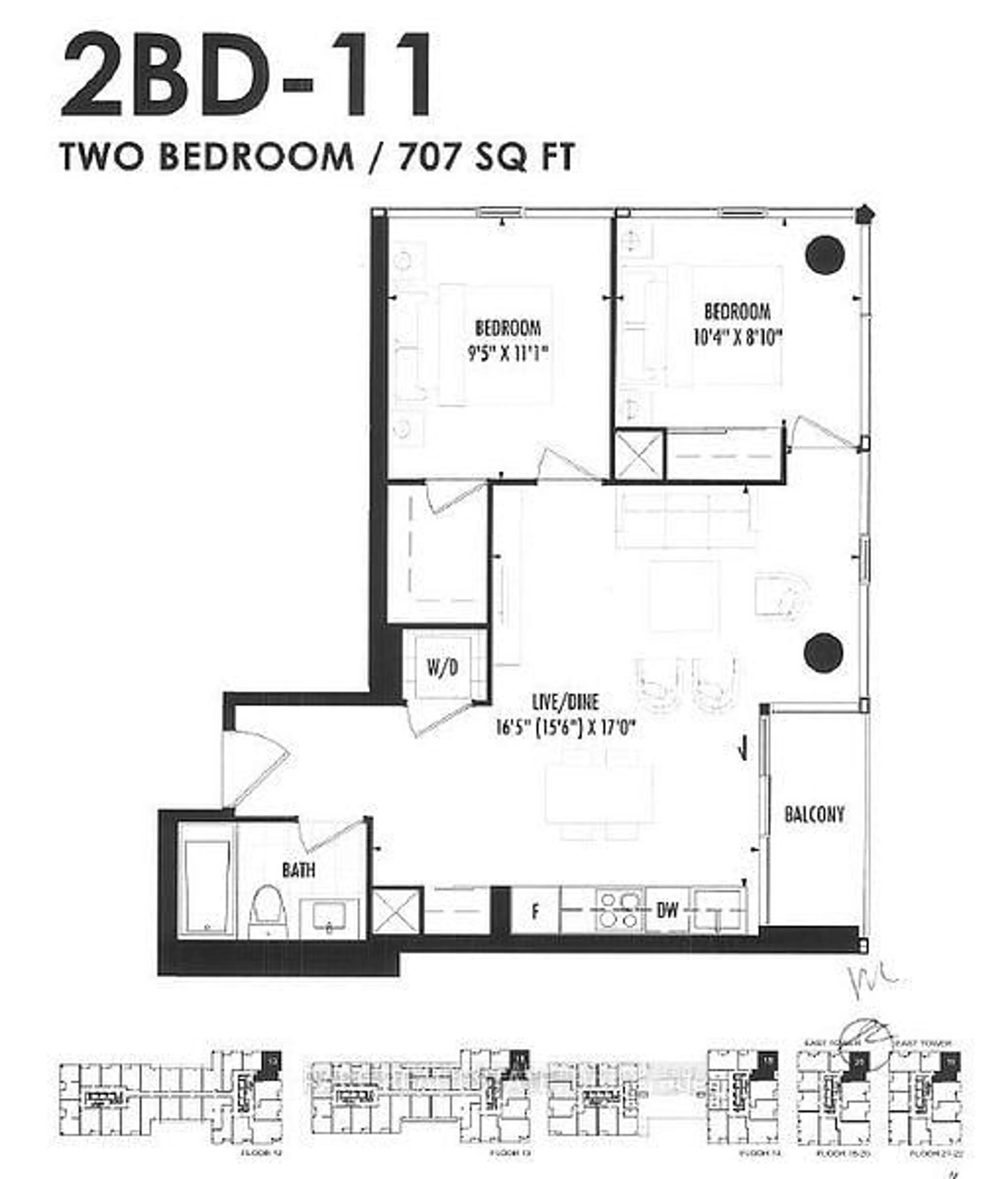 Floor plan for 158 Front St #1418, Toronto Ontario M5A 0K9