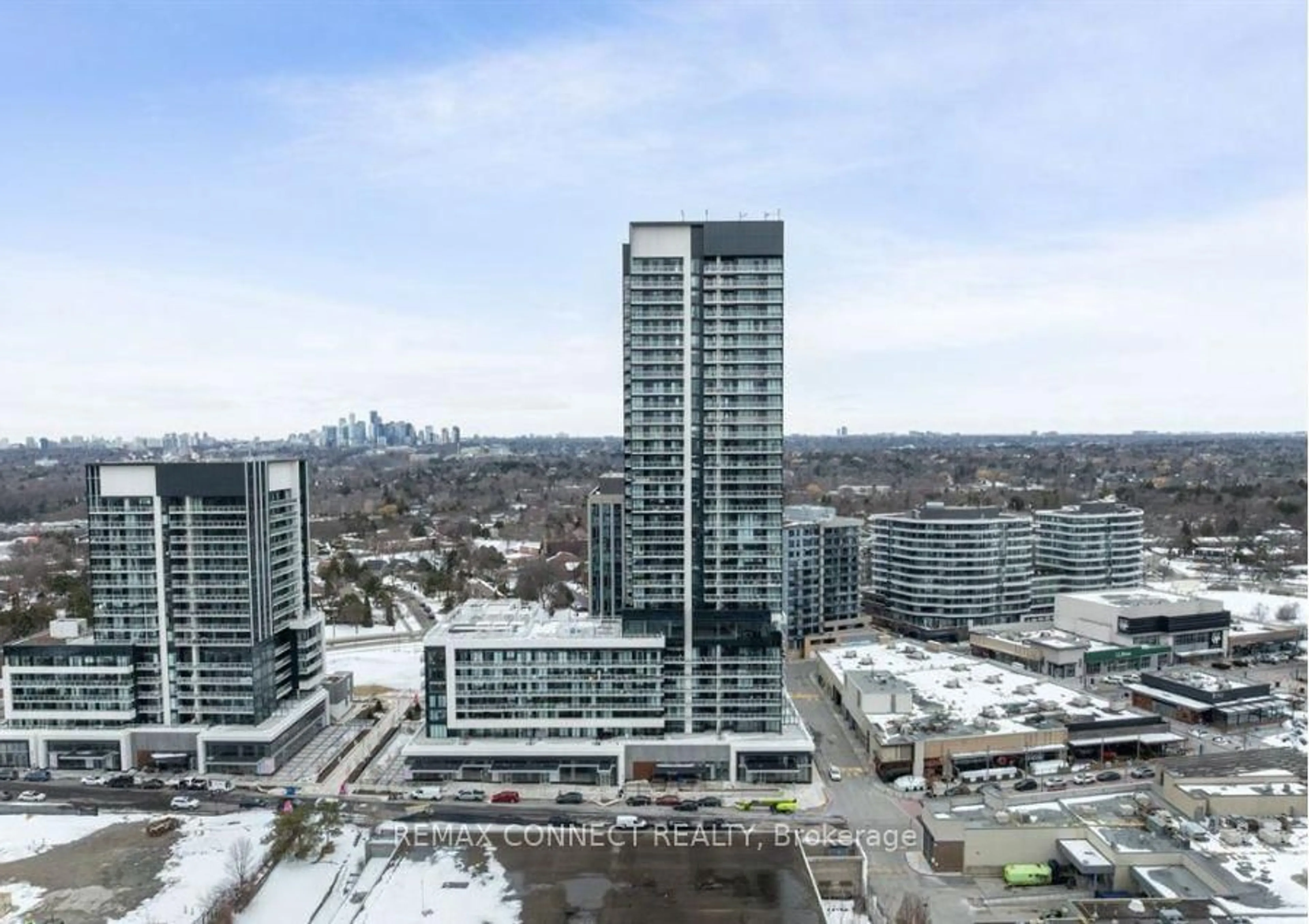 A pic from outside/outdoor area/front of a property/back of a property/a pic from drone, city buildings view from balcony for 50 O'Neill Rd #2502, Toronto Ontario M3C 0R1