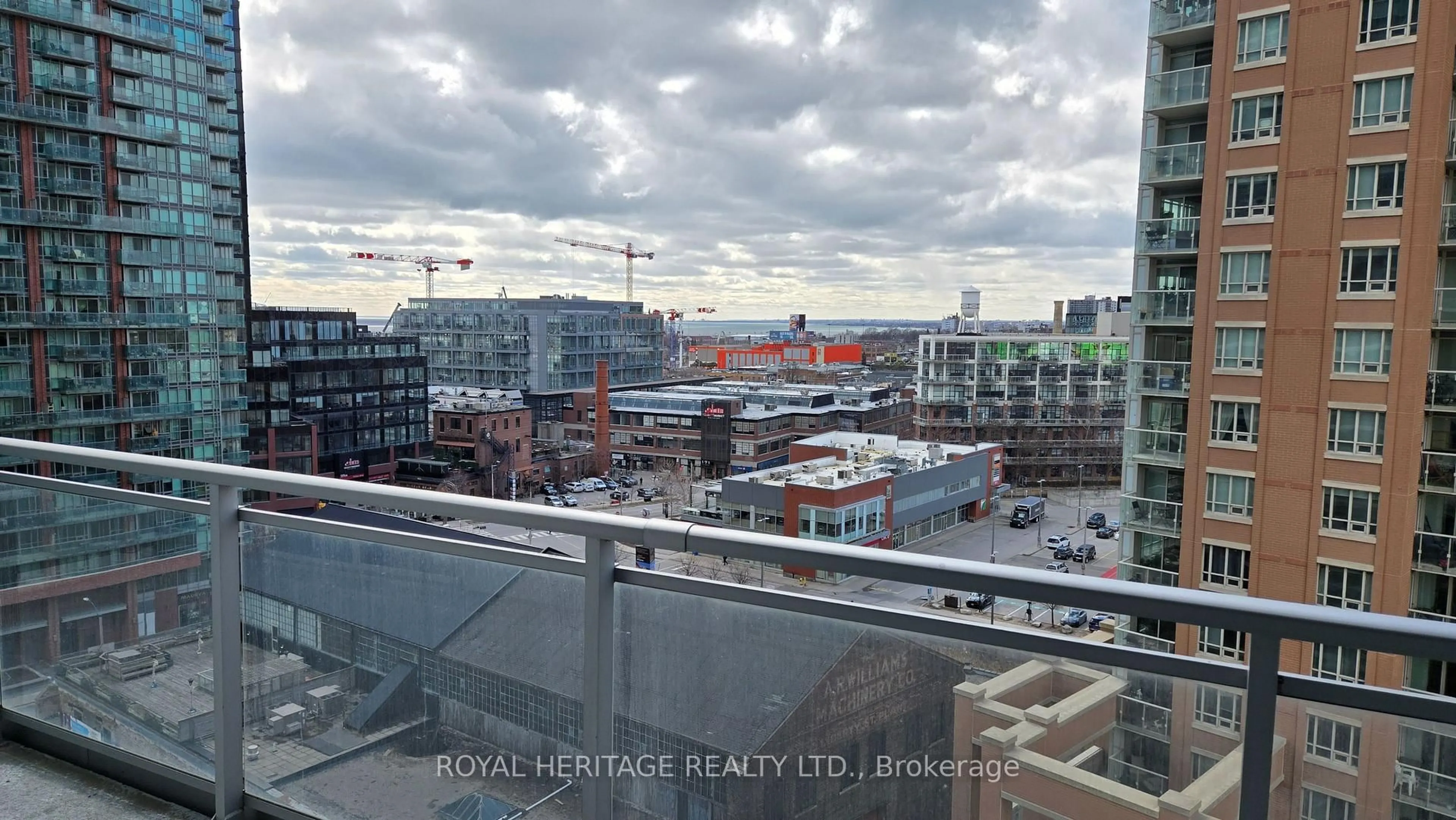 Balcony in the apartment, city buildings view from balcony for 100 Western Battery Rd #1007, Toronto Ontario M6K 3S2