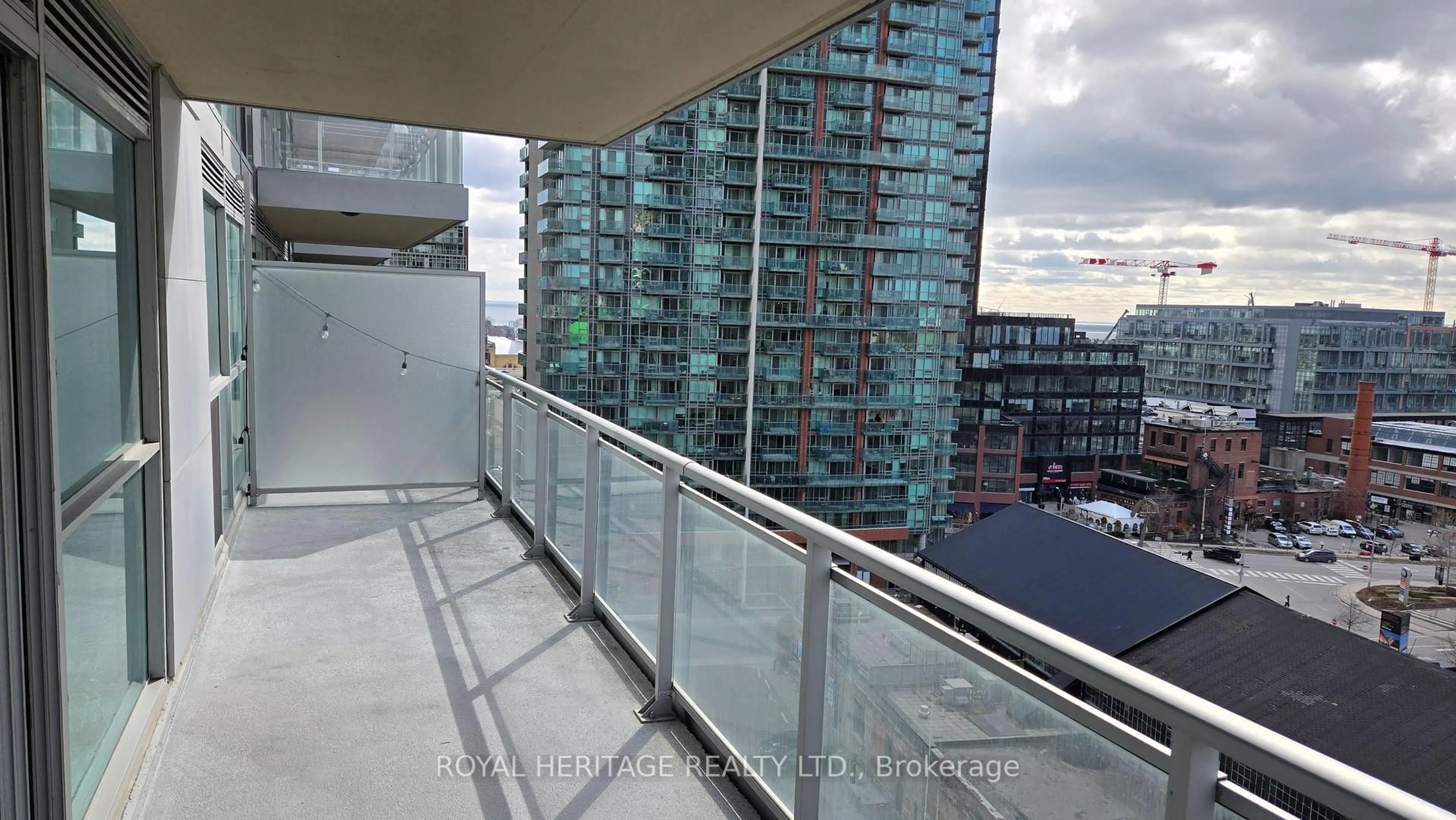 Balcony in the apartment, city buildings view from balcony for 100 Western Battery Rd #1007, Toronto Ontario M6K 3S2