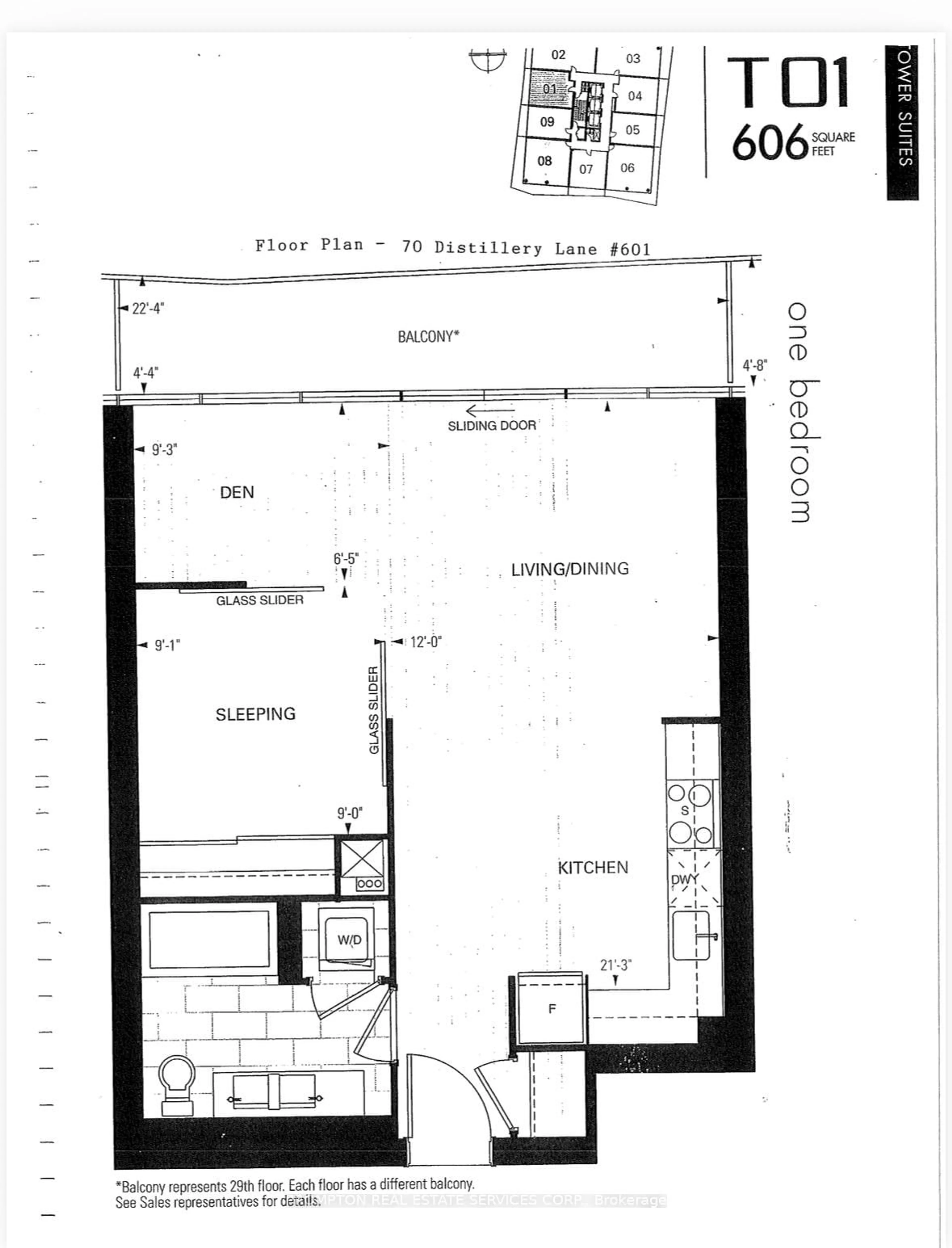 Floor plan for 70 Distillary Lane #601, Toronto Ontario M5A 0E3
