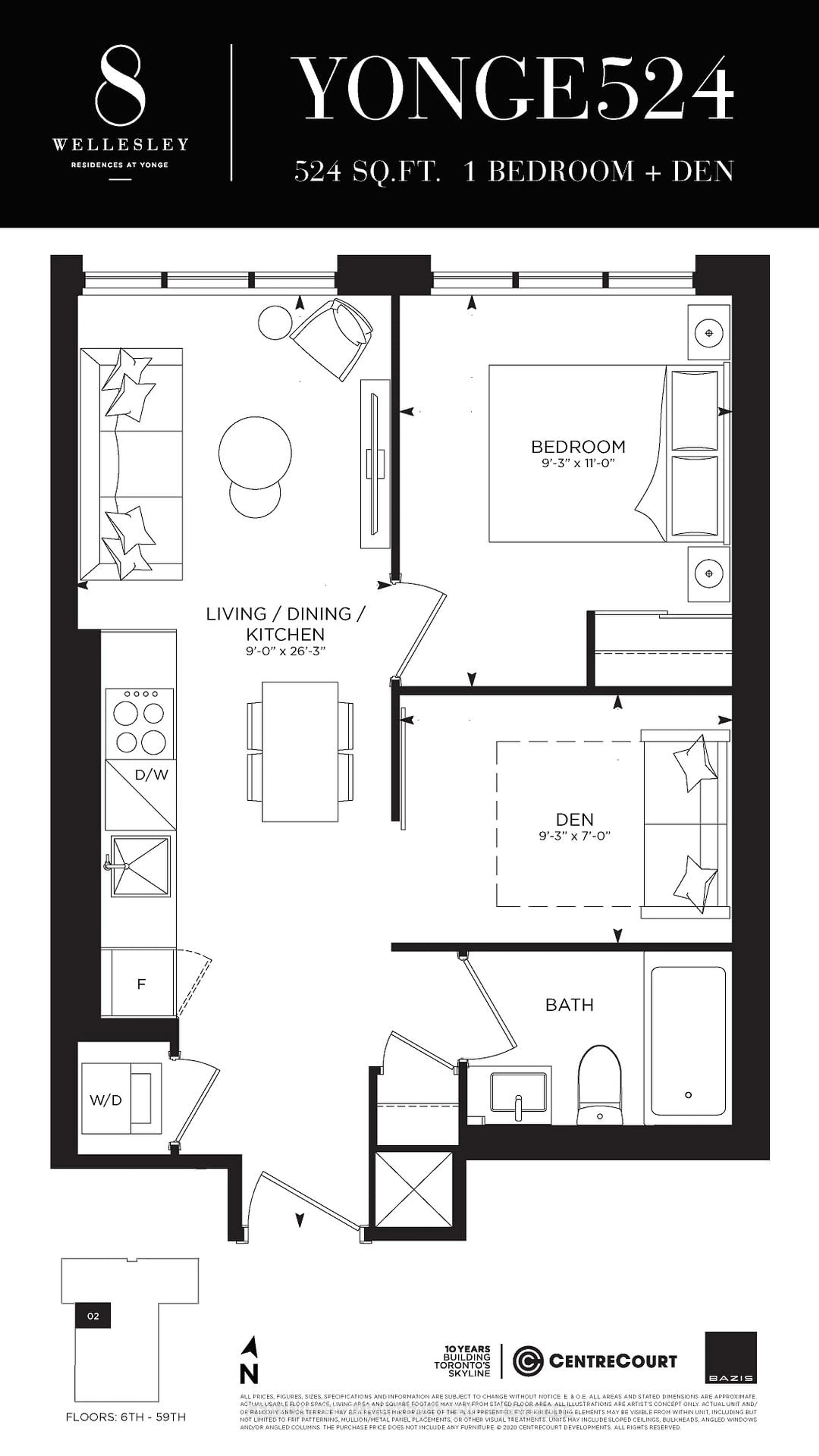 Floor plan for 8 Wellesley St #3602, Toronto Ontario M4Y 0J5