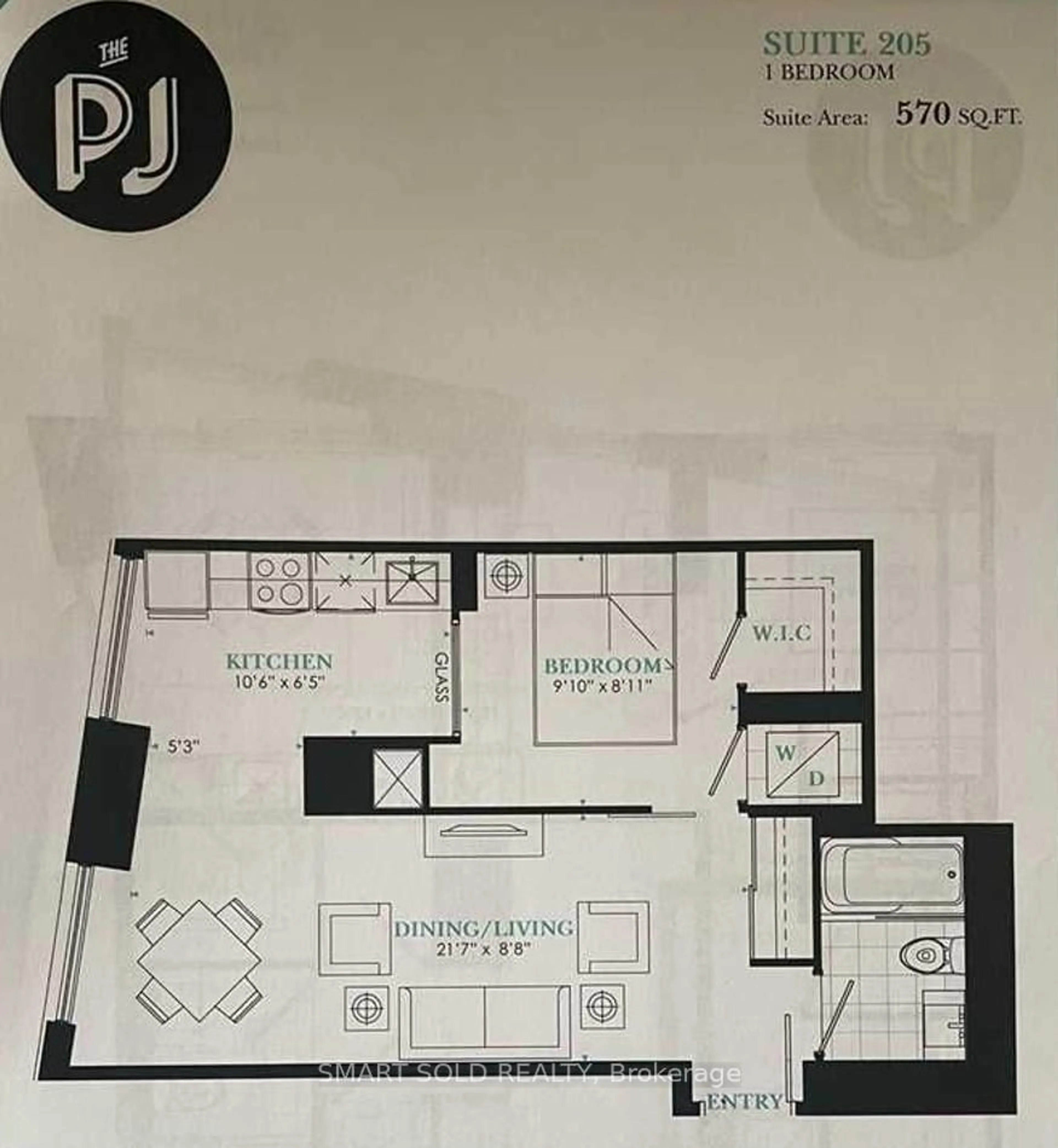 Floor plan for 99 John St #205, Toronto Ontario M5V 0S6