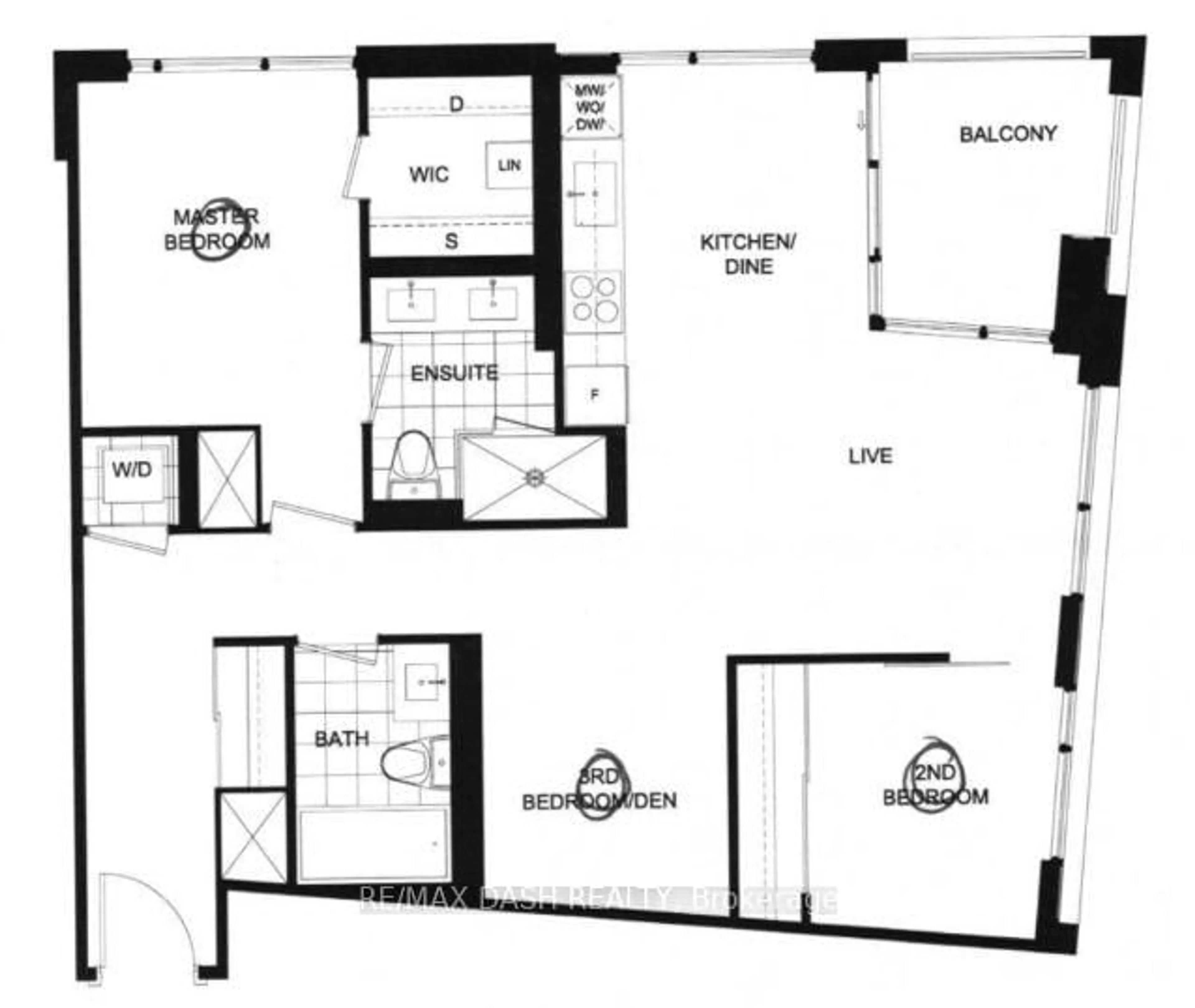 Floor plan for 27 Bathurst St #806W, Toronto Ontario M5V 0R1
