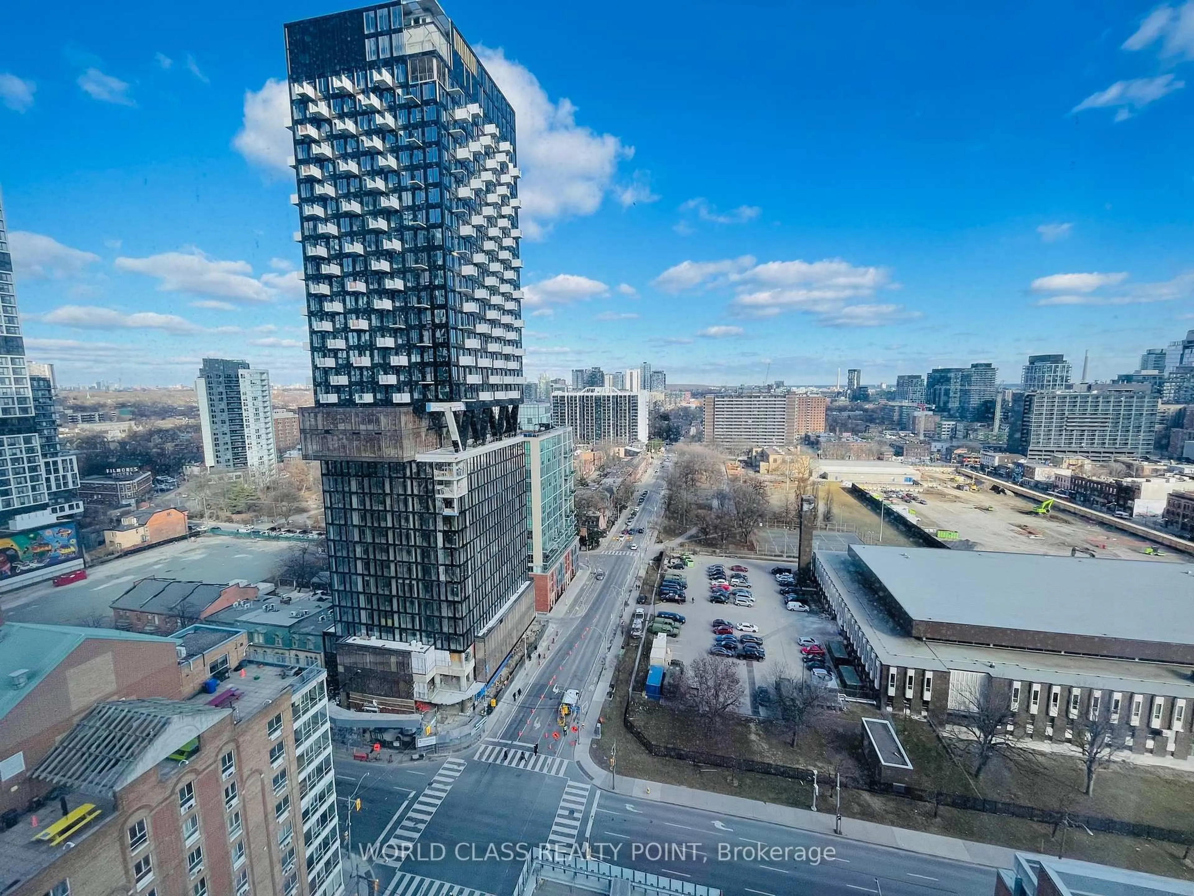 A pic from outside/outdoor area/front of a property/back of a property/a pic from drone, city buildings view from balcony for 47 Mutual St #1806, Toronto Ontario M5B 0C6