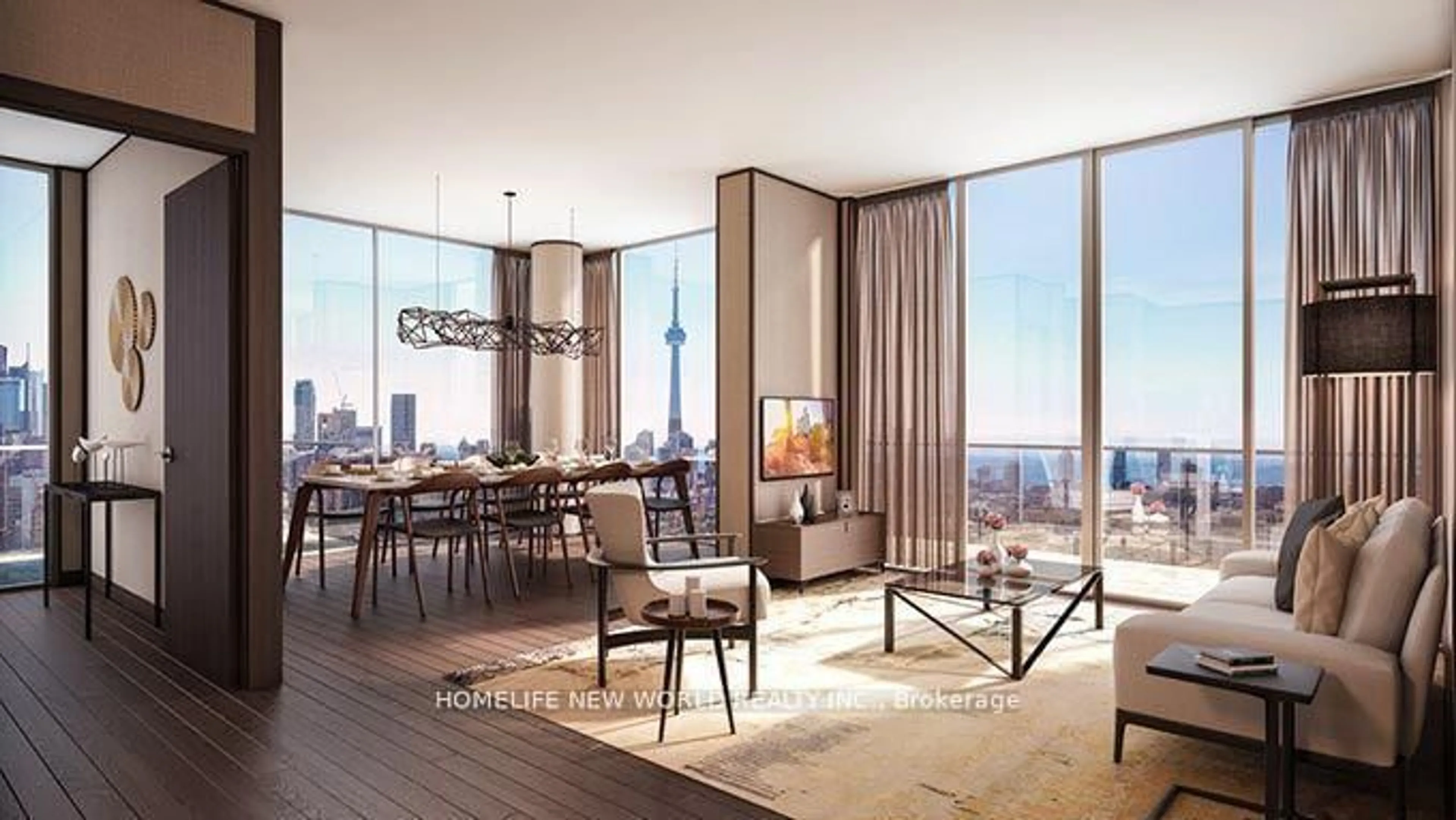 Dining room, wood/laminate floor for 501 Yonge St #2402, Toronto Ontario M4Y 0G8