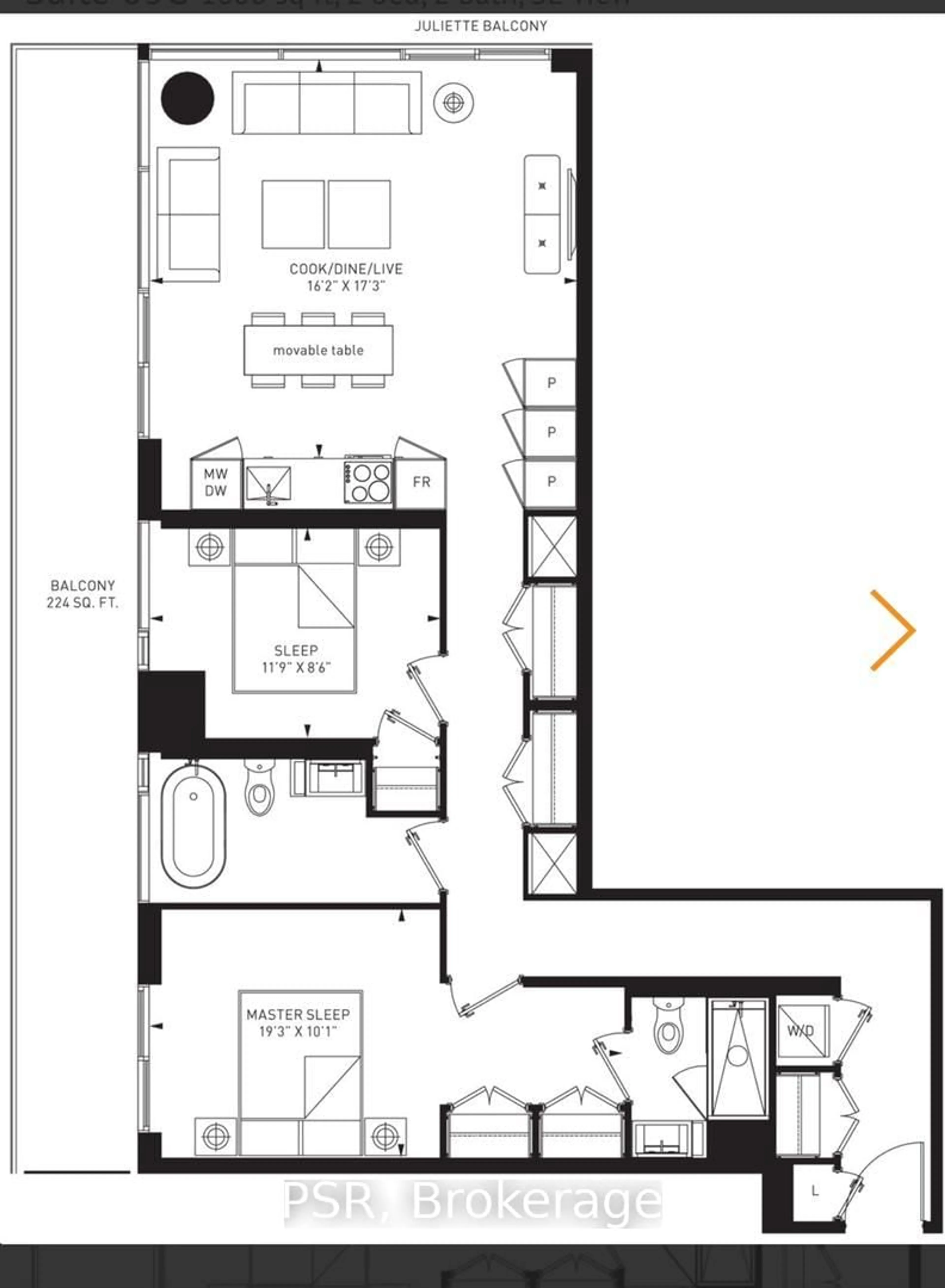 Floor plan for 55 Charles St #4102, Toronto Ontario M4Y 0J1