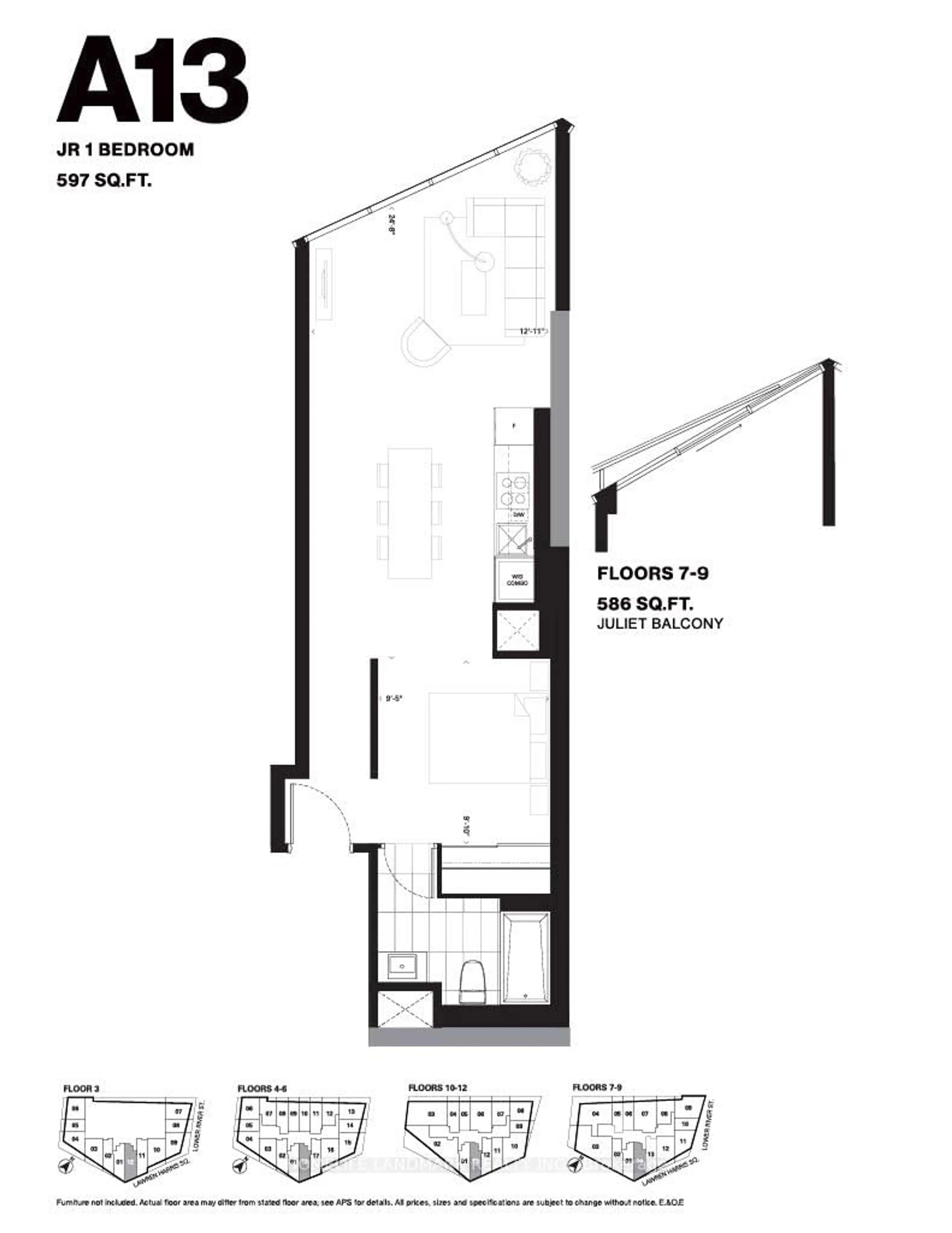Floor plan for 21 Lawren Harris Sq ##618, Toronto Ontario M5A 0T4