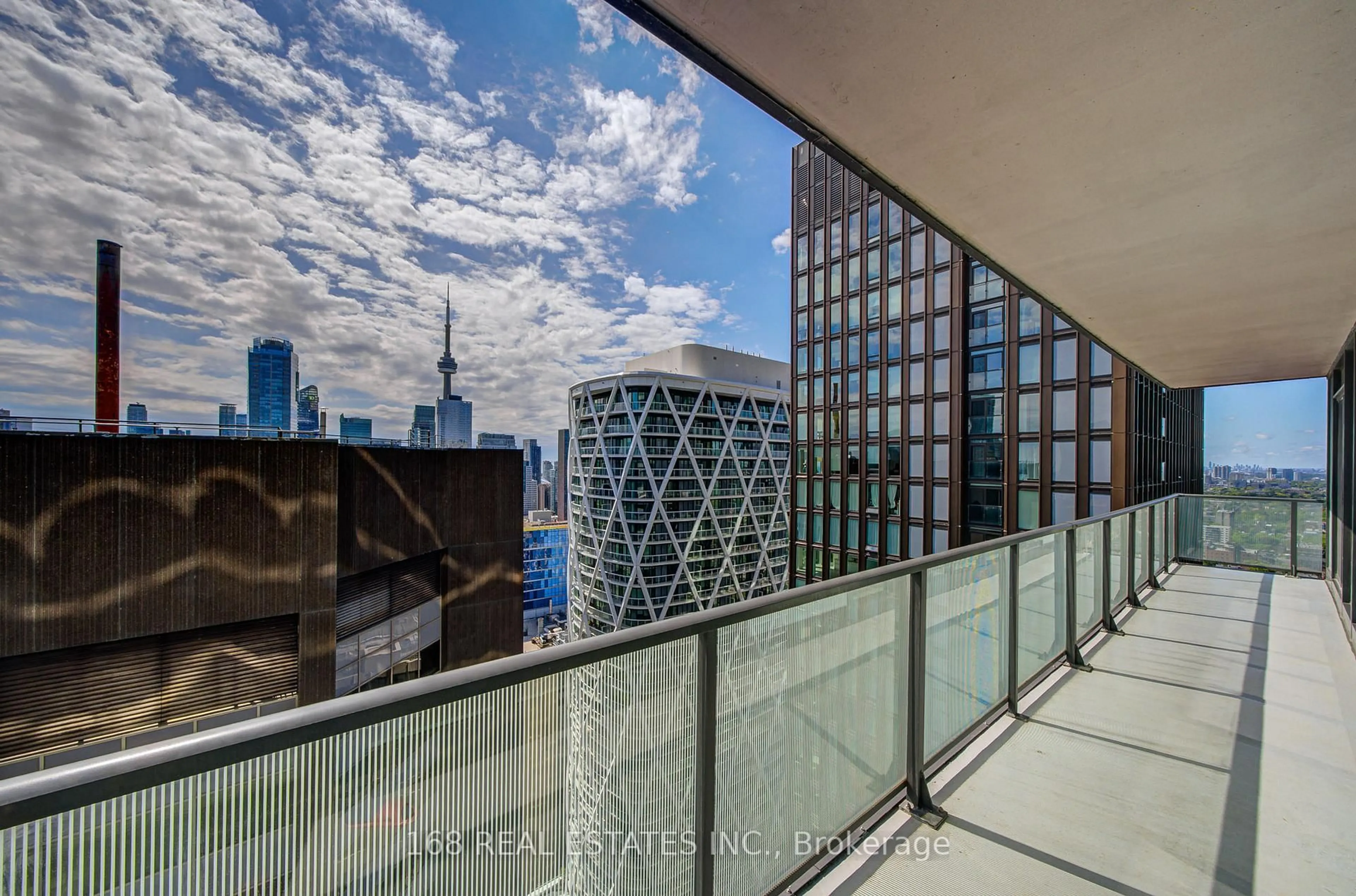 Balcony in the apartment, city buildings view from balcony for 426 University Ave #3503, Toronto Ontario M5G 1S9