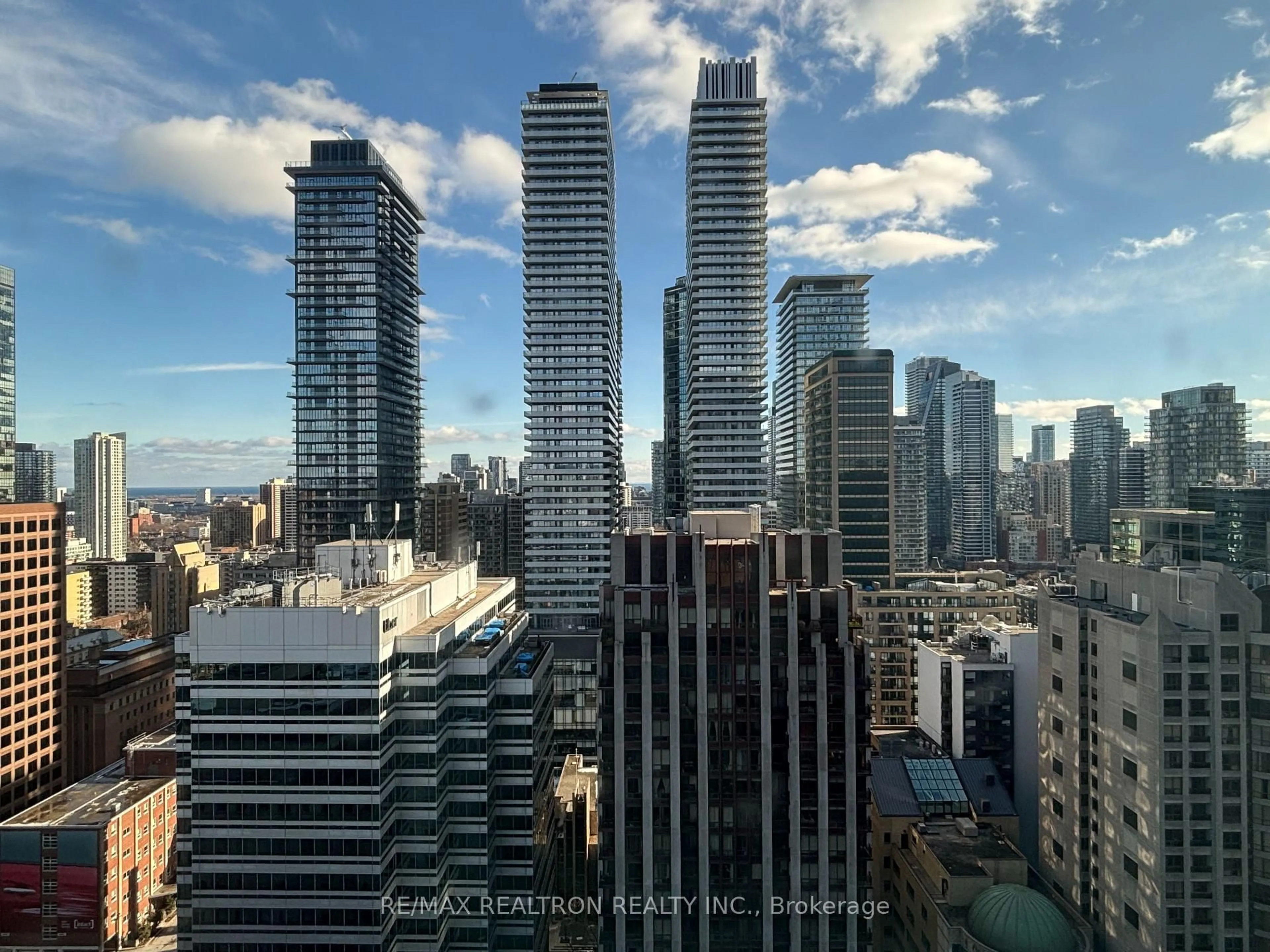 A pic from outside/outdoor area/front of a property/back of a property/a pic from drone, city buildings view from balcony for 8 Park Rd #3011, Toronto Ontario M4W 3S5