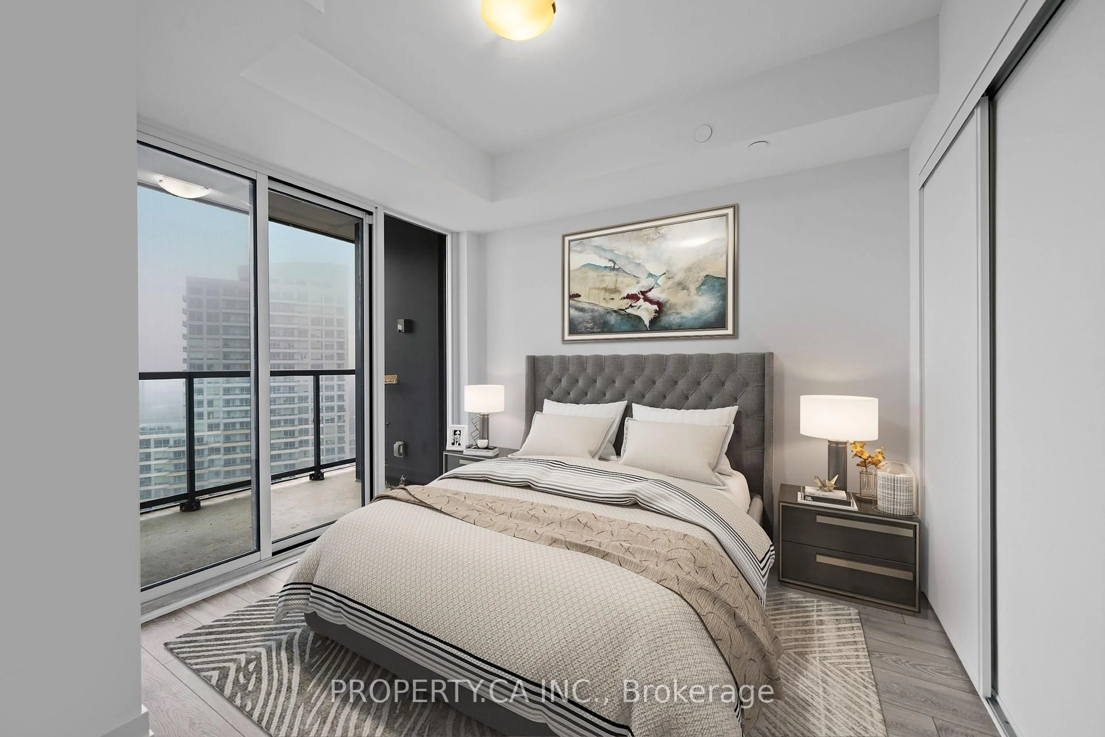 Bedroom with bed, unknown for 159 Wellesley St #2911, Toronto Ontario M4Y 0H5