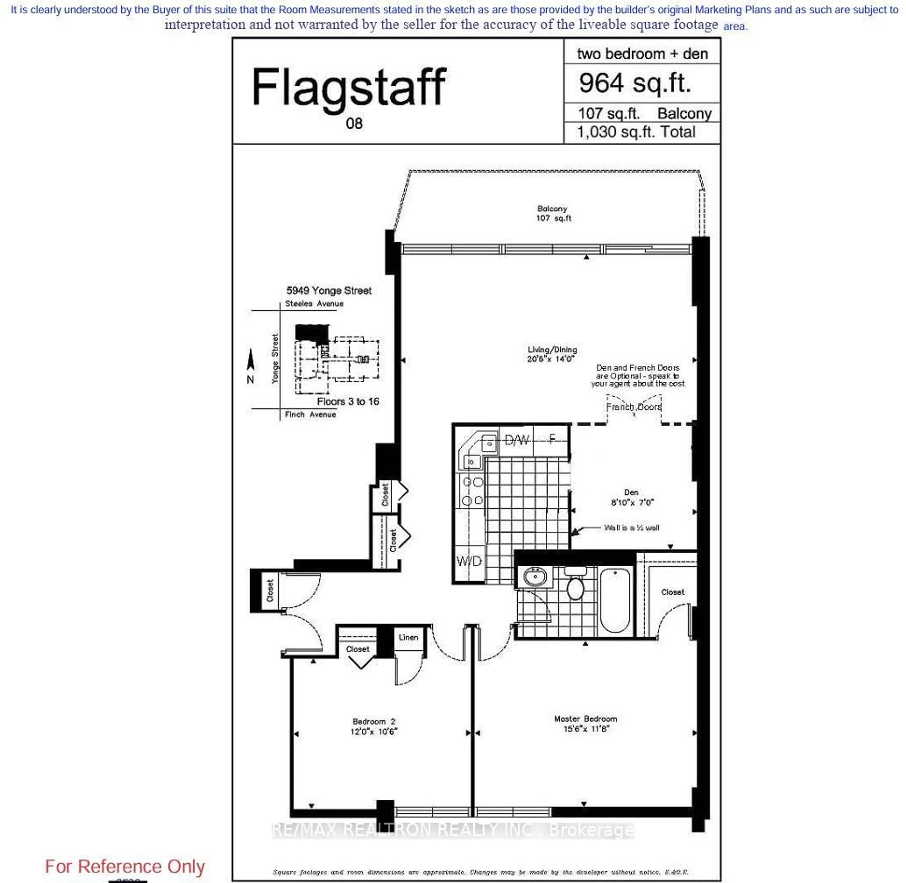Floor plan for 5949 Yonge St #1608, Toronto Ontario M2M 3V8
