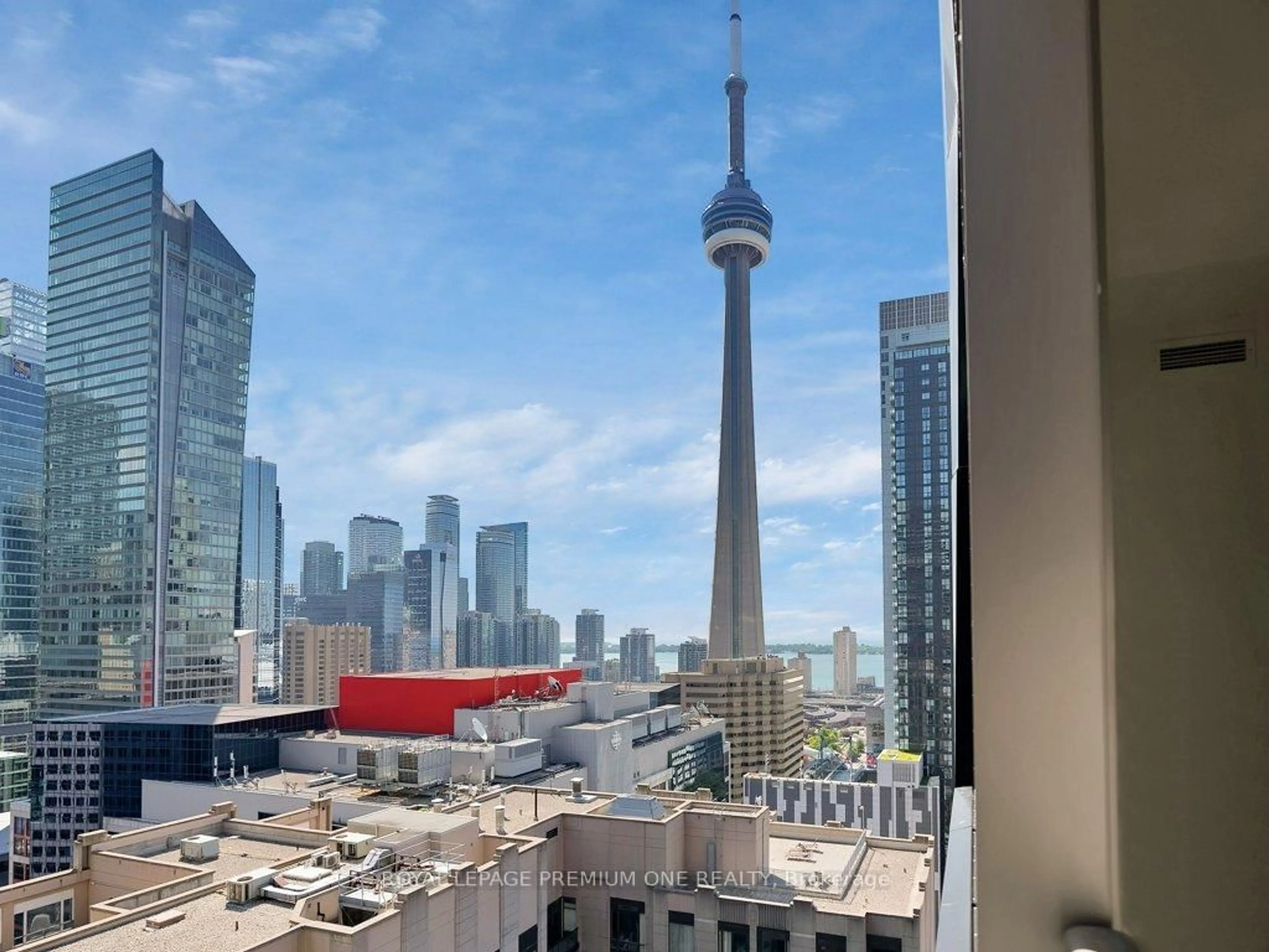 Balcony in the apartment, city buildings view from balcony for 15 Mercer St #2206, Toronto Ontario M5V 1H2