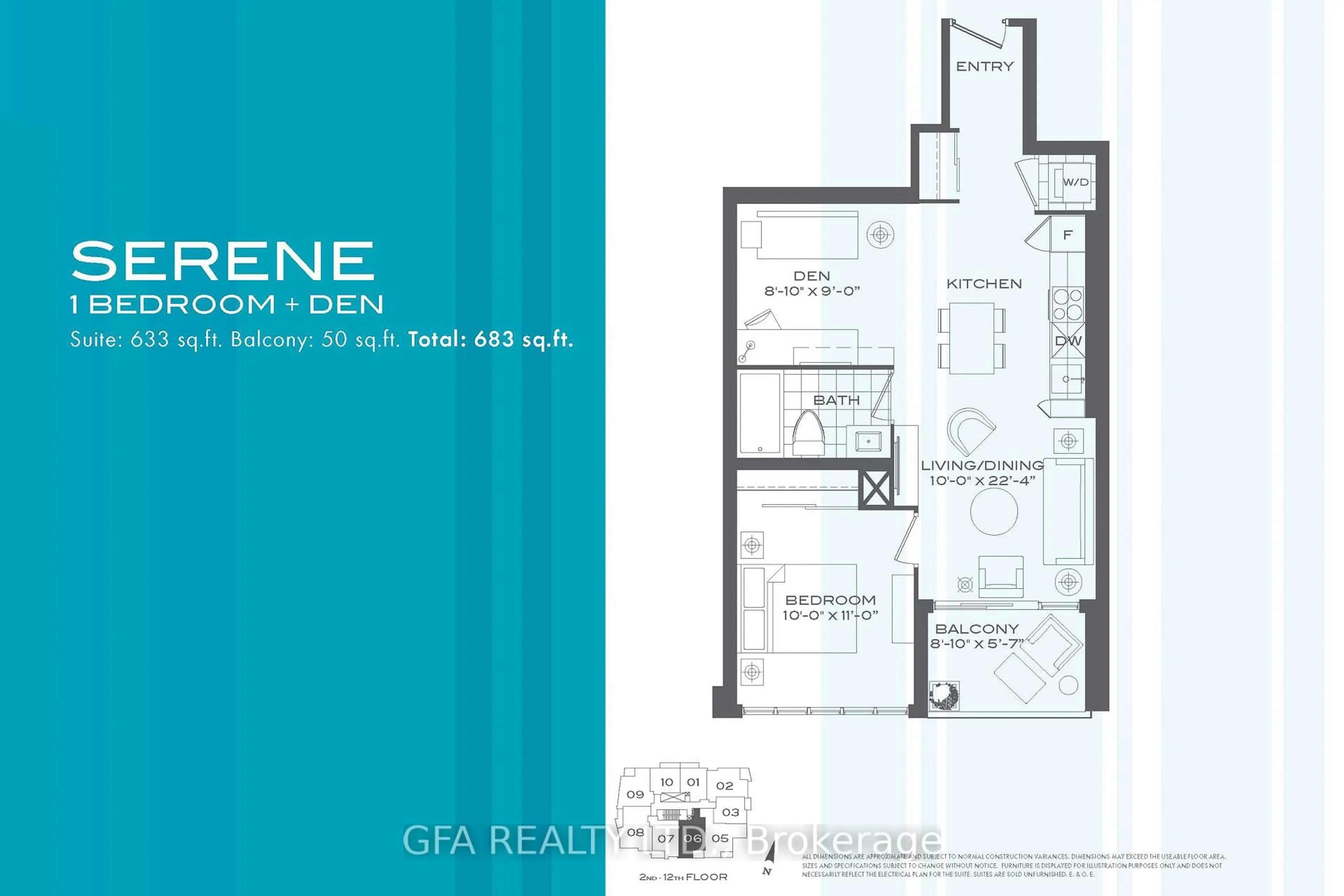 Floor plan for 28 Avondale Ave #606, Toronto Ontario M2N 2T9