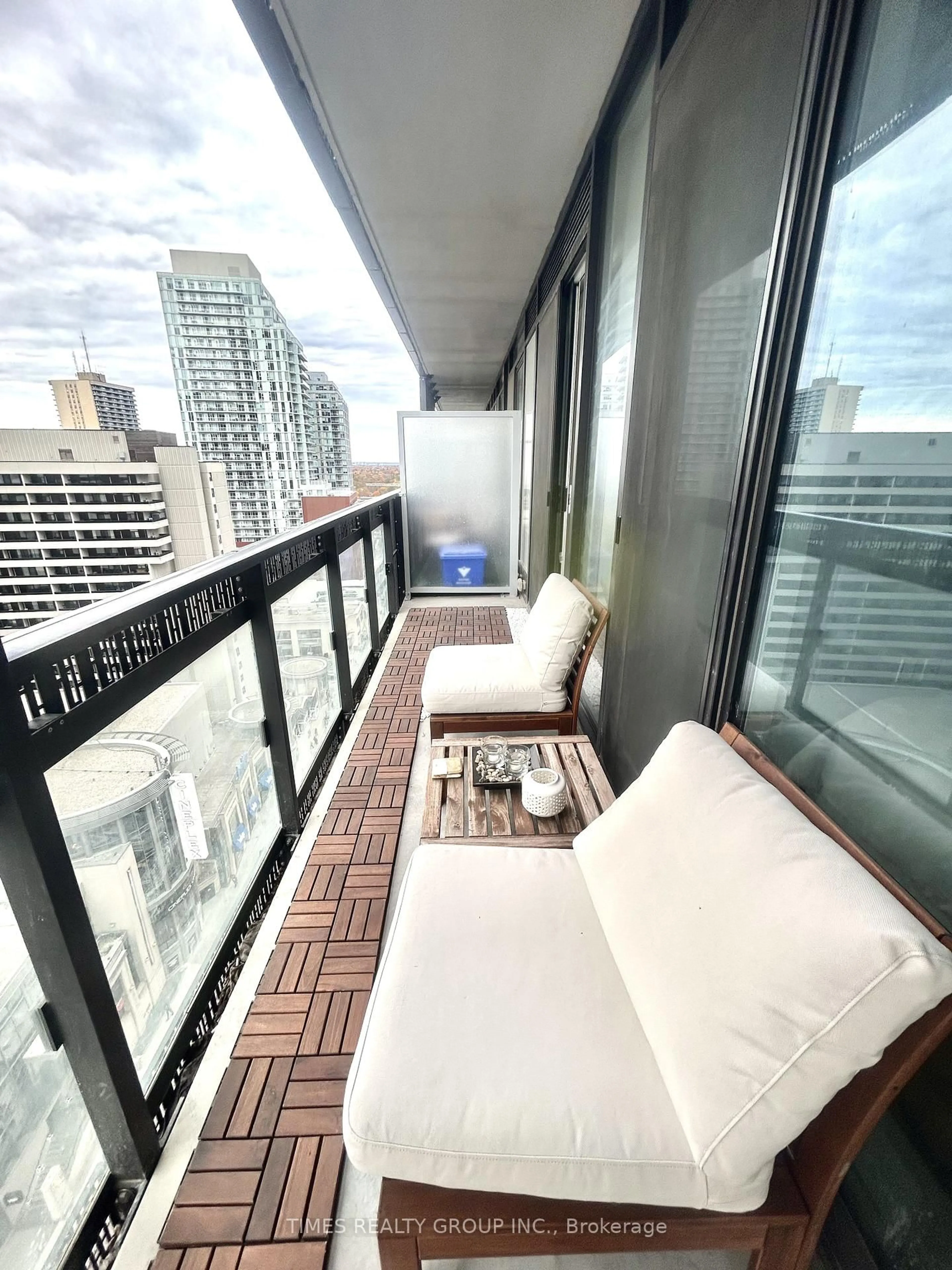 Balcony in the apartment, city buildings view from balcony for 8 Eglinton Ave #1102, Toronto Ontario M4P 1A6