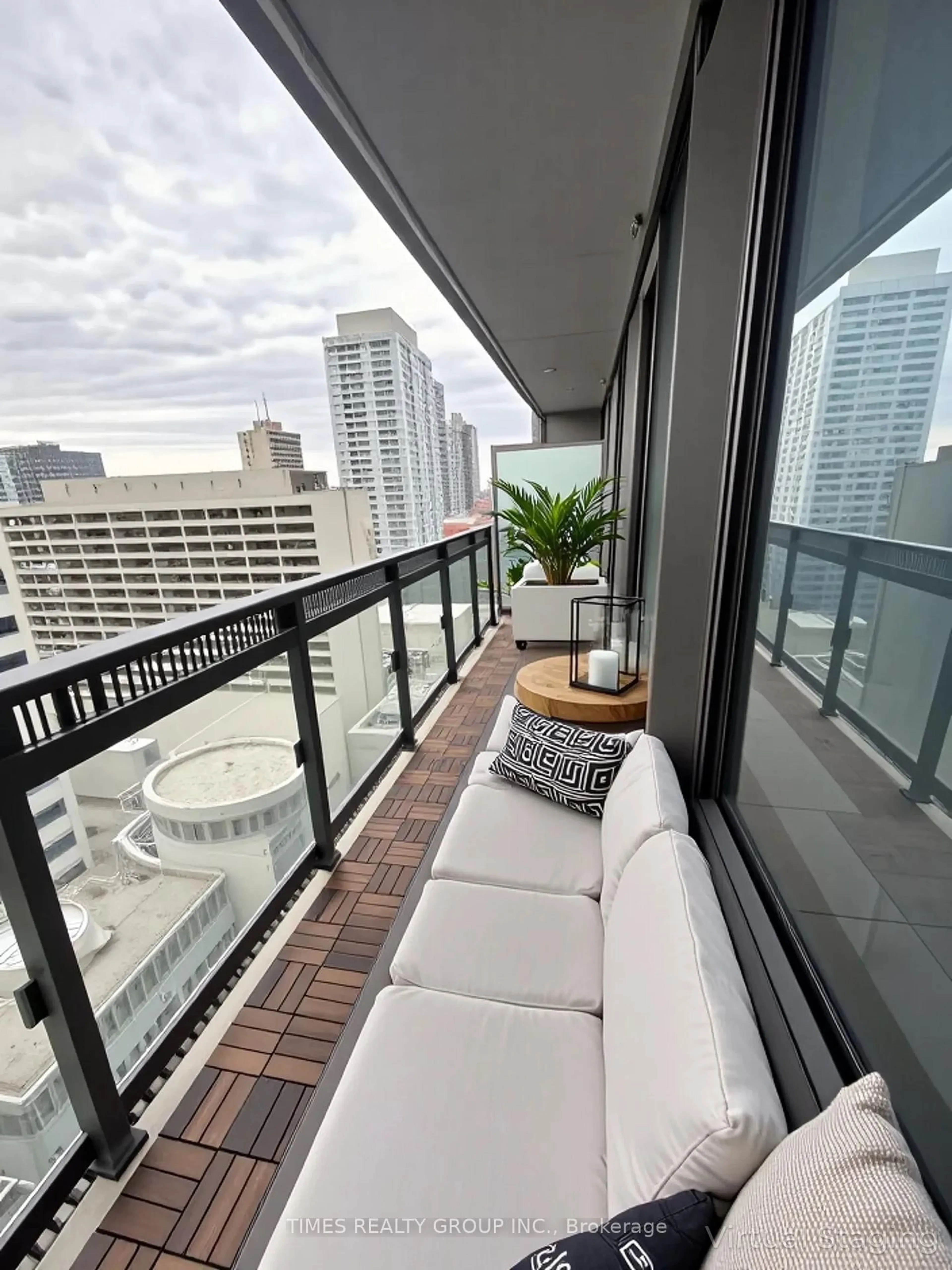 Balcony in the apartment, city buildings view from balcony for 8 Eglinton Ave #1102, Toronto Ontario M4P 1A6