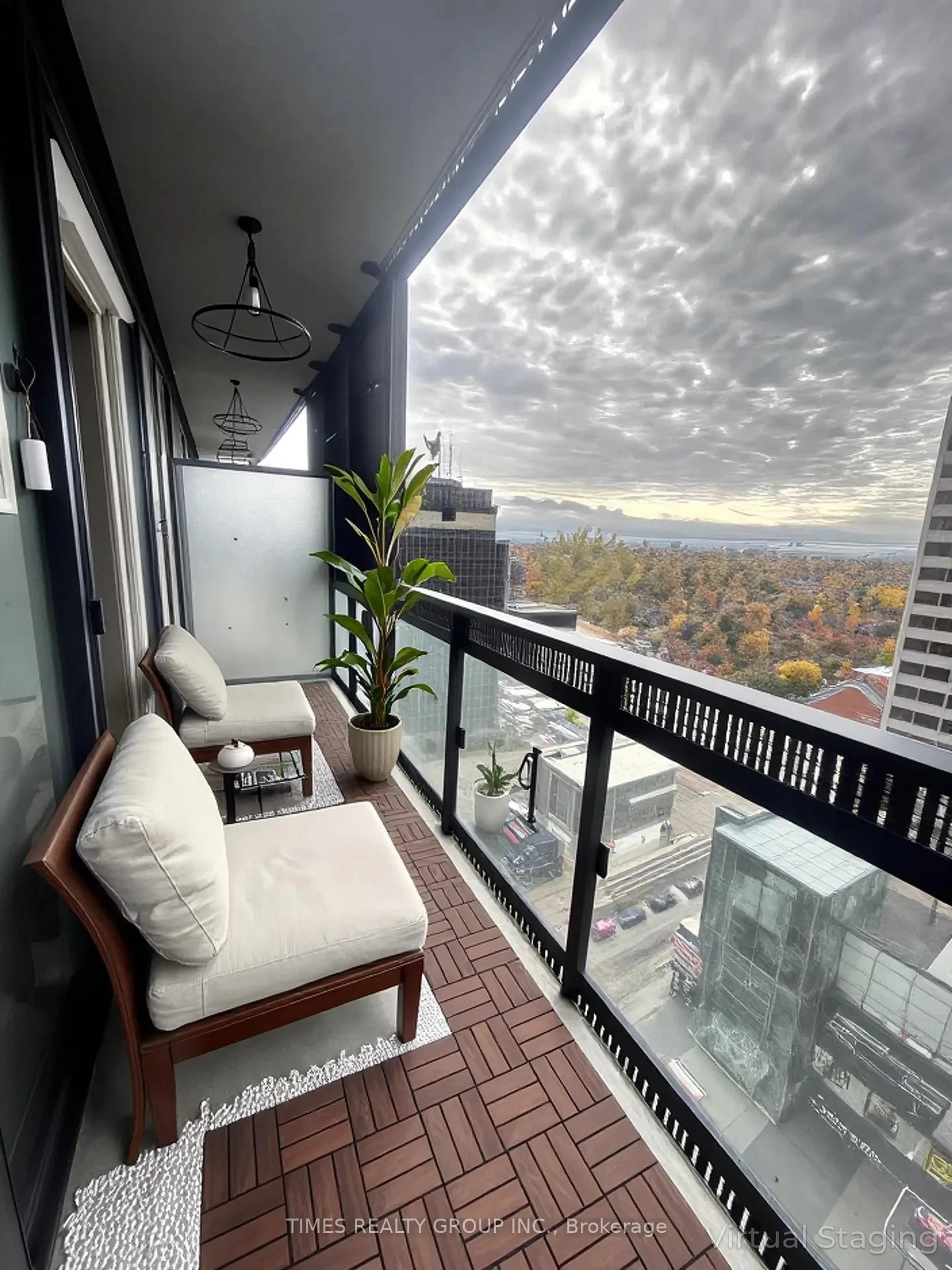 Balcony in the apartment, city buildings view from balcony for 8 Eglinton Ave #1102, Toronto Ontario M4P 1A6