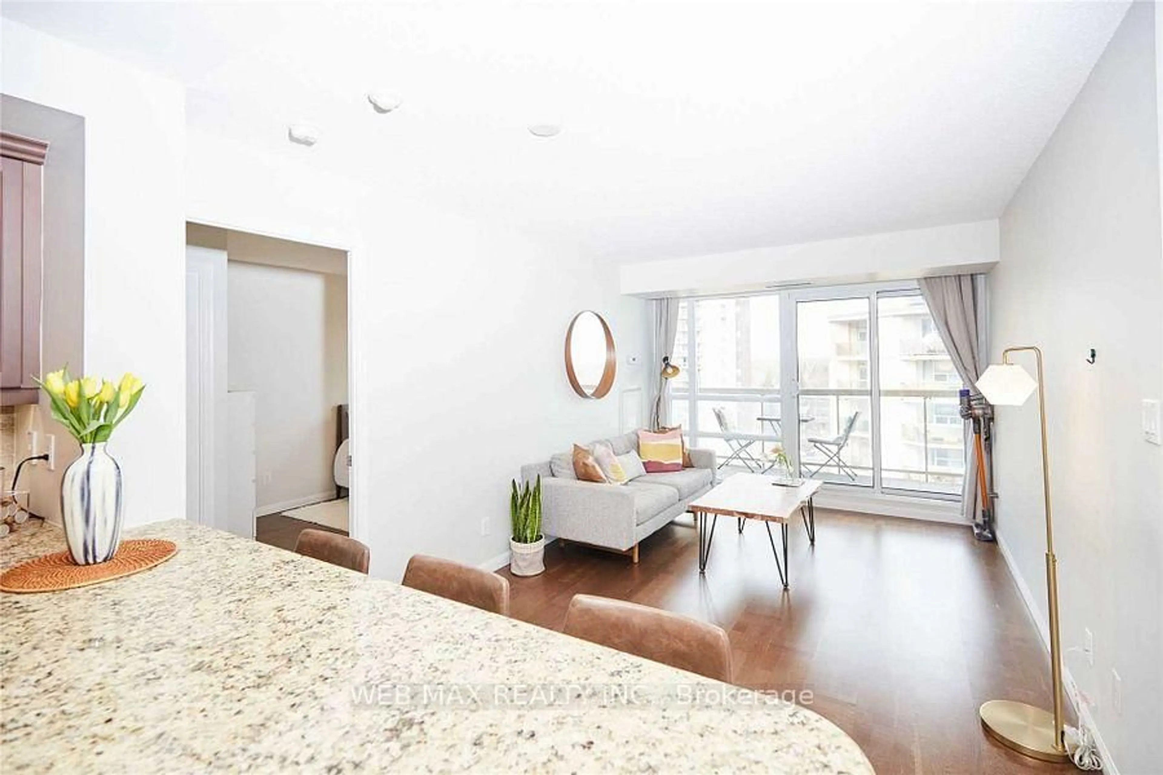 Living room with furniture, wood/laminate floor for 900 Mount Pleasant Rd #1305, Toronto Ontario M4P 3J9