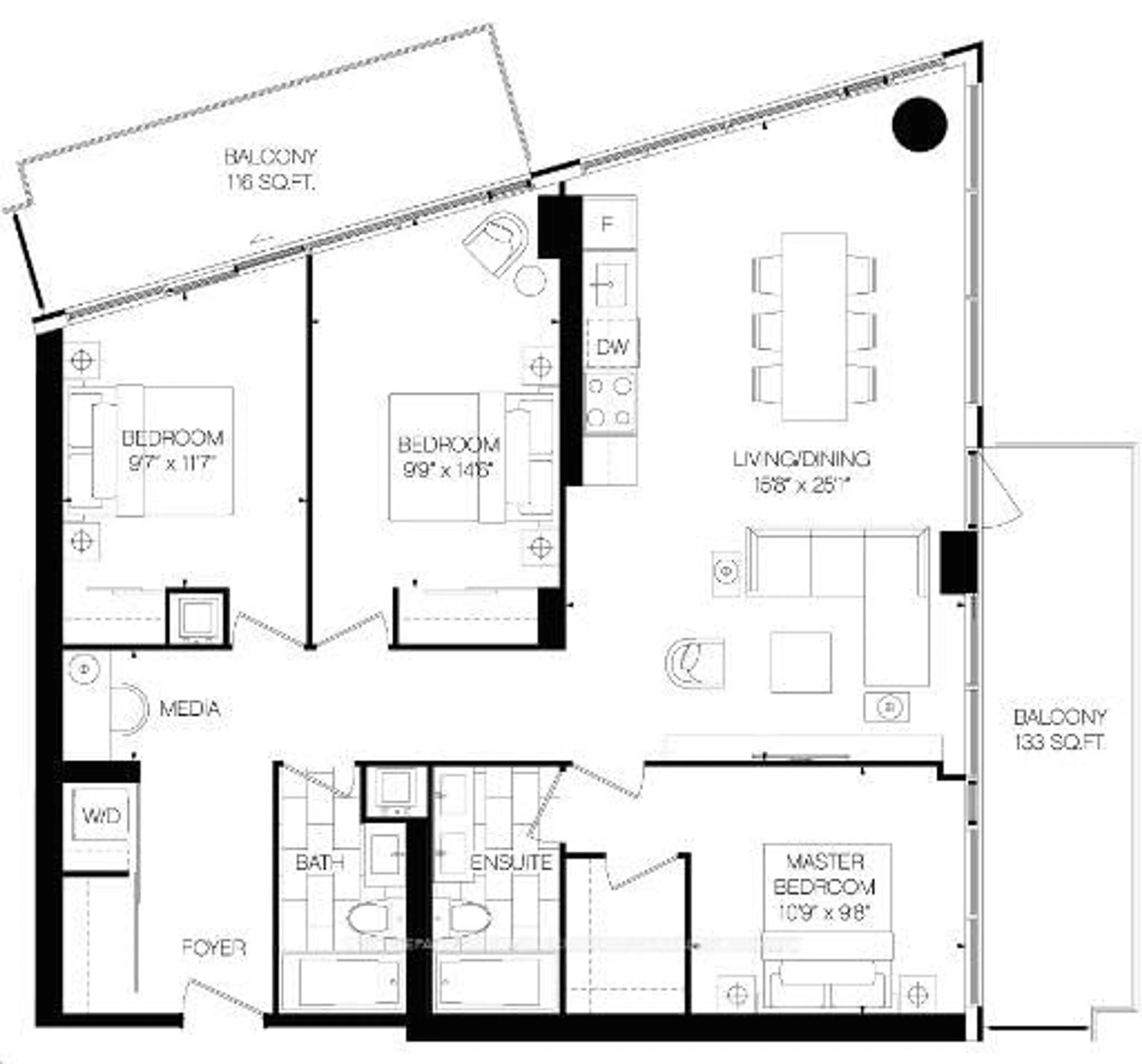 Floor plan for 2A Church St #2703, Toronto Ontario M5E 0E1